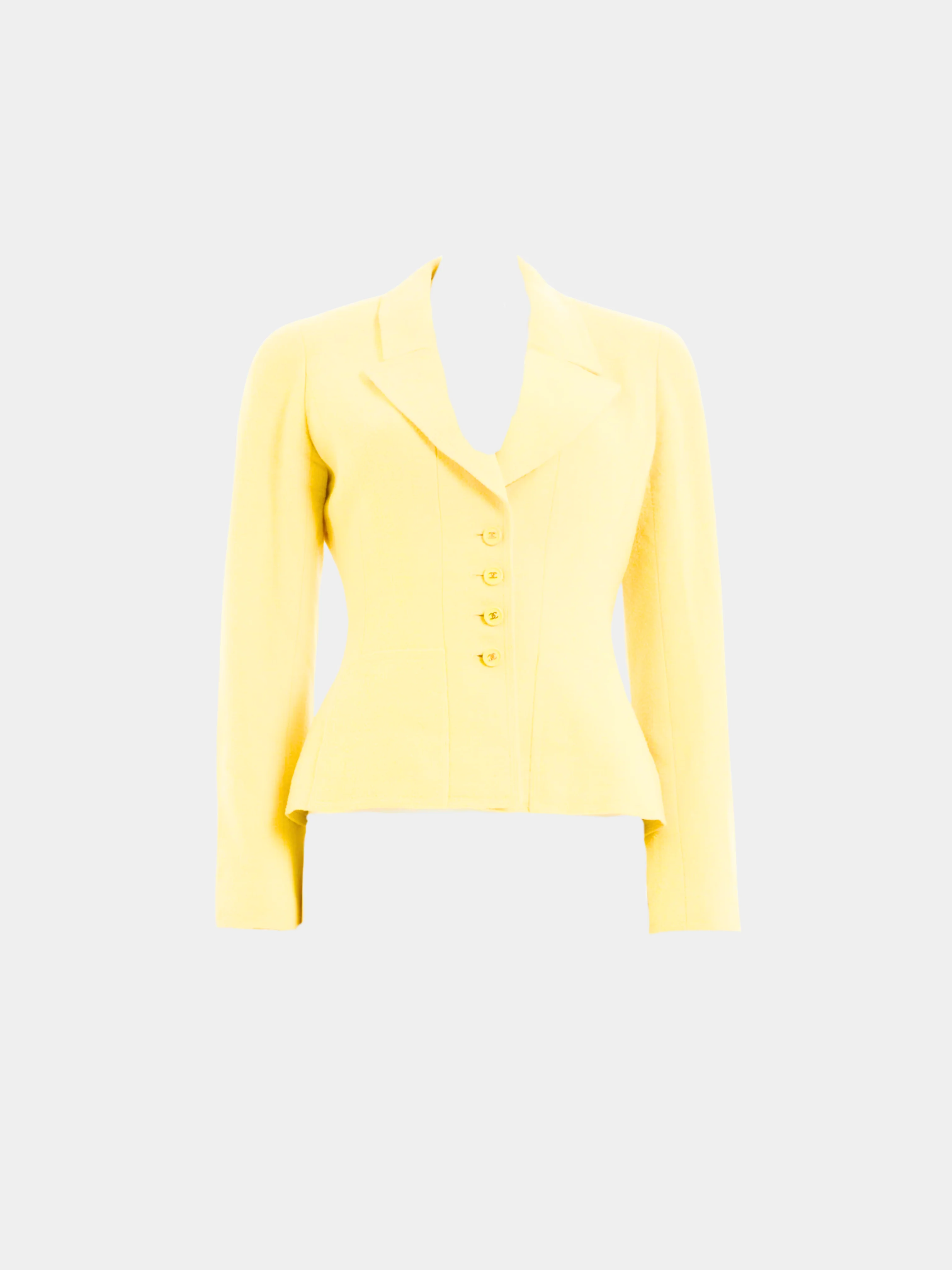 Chanel by Karl Lagerfeld SS 1997 Yellow CC logo fitted blazer jacket