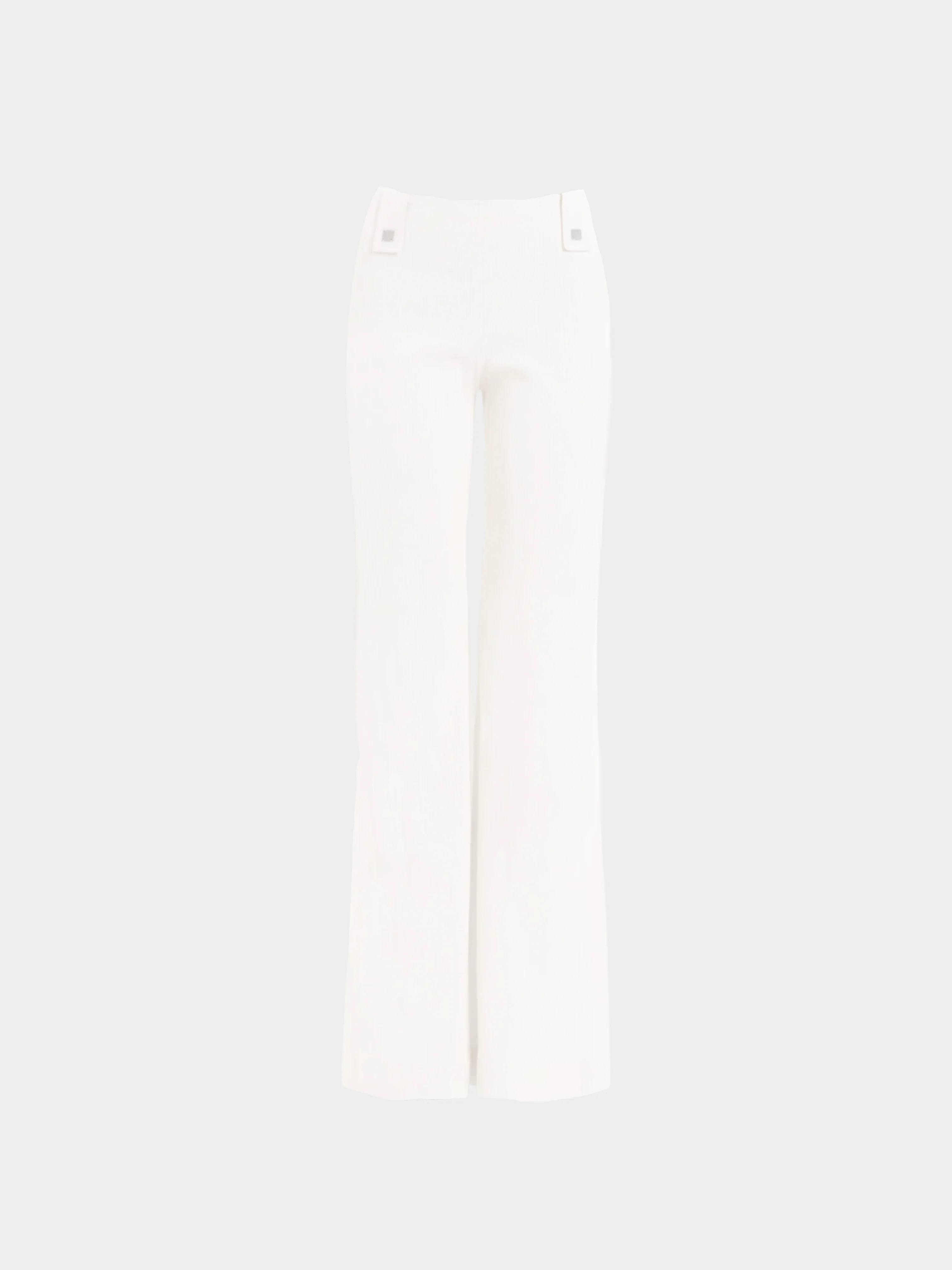 Chanel by Karl Lagerfeld SS 2001 White Ribbed High Waisted Flare Pants
