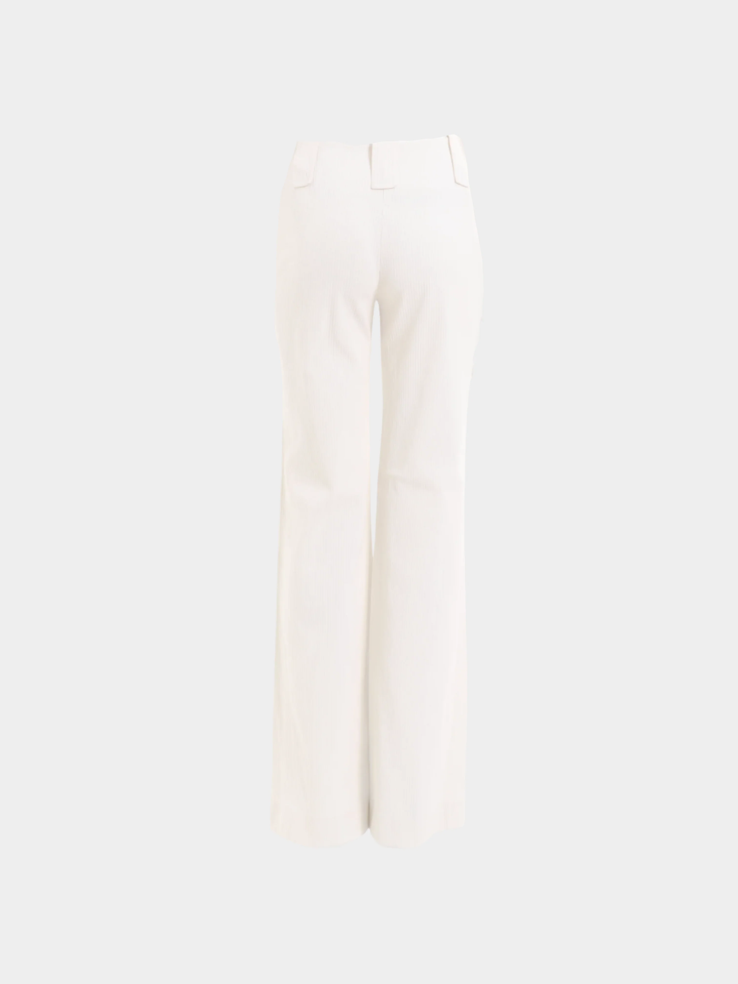 Chanel by Karl Lagerfeld SS 2001 White Ribbed High Waisted Flare Pants - Image 2