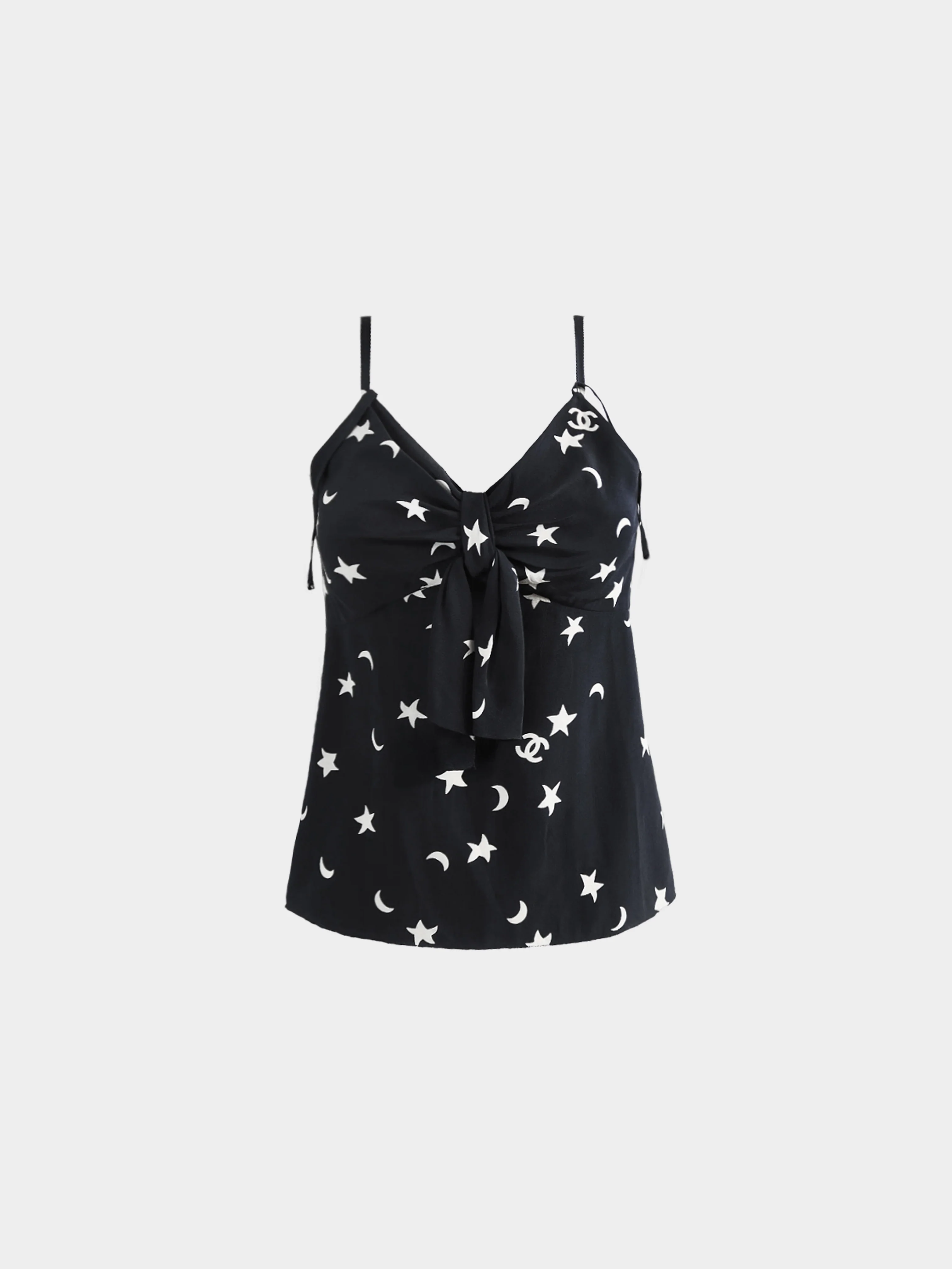 Chanel by Karl Lagerfeld SS 2008 Black and White Moon and Stars Print Tank Top