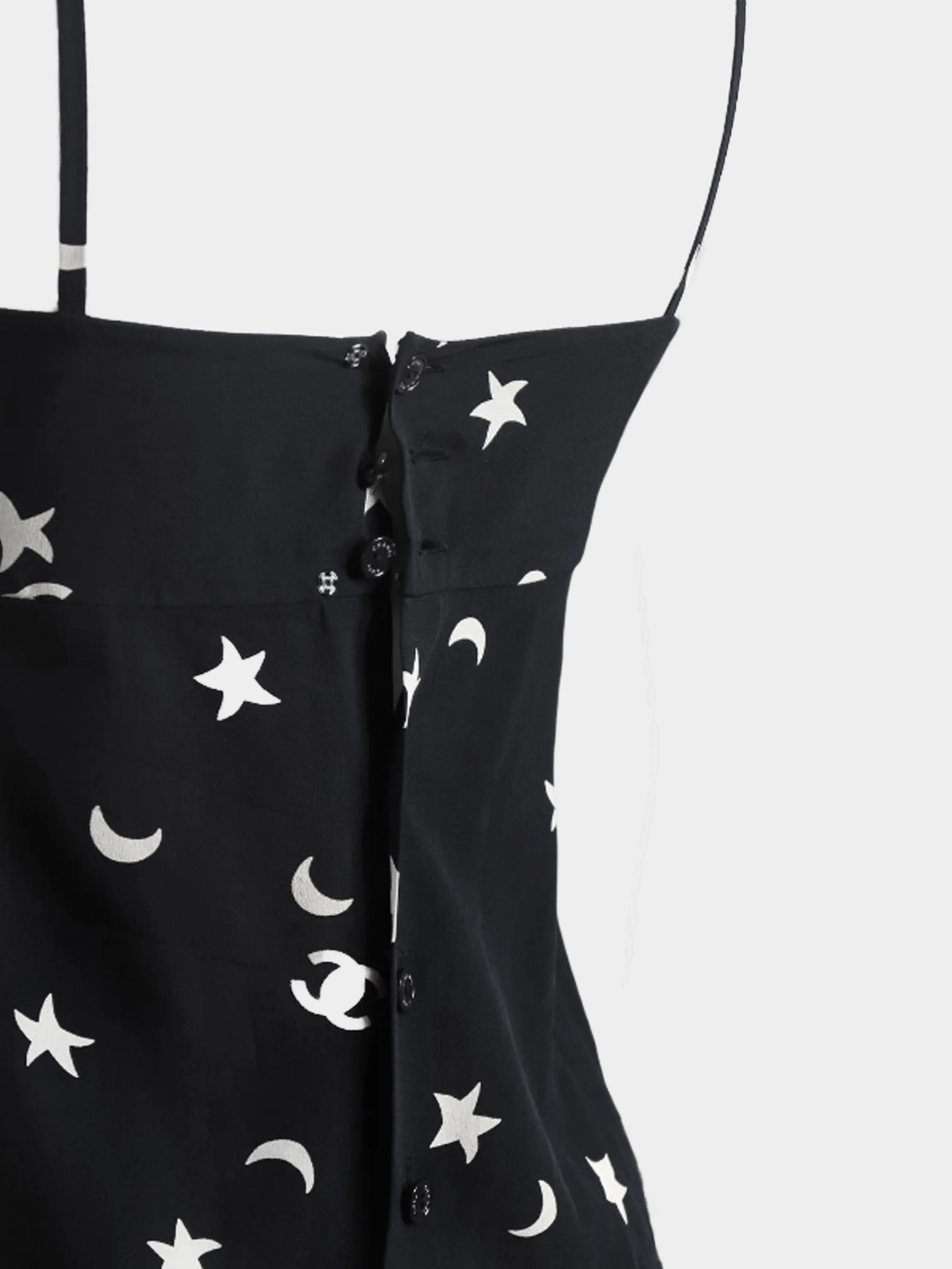 Chanel by Karl Lagerfeld SS 2008 Black and White Moon and Stars Print Tank Top - Image 3