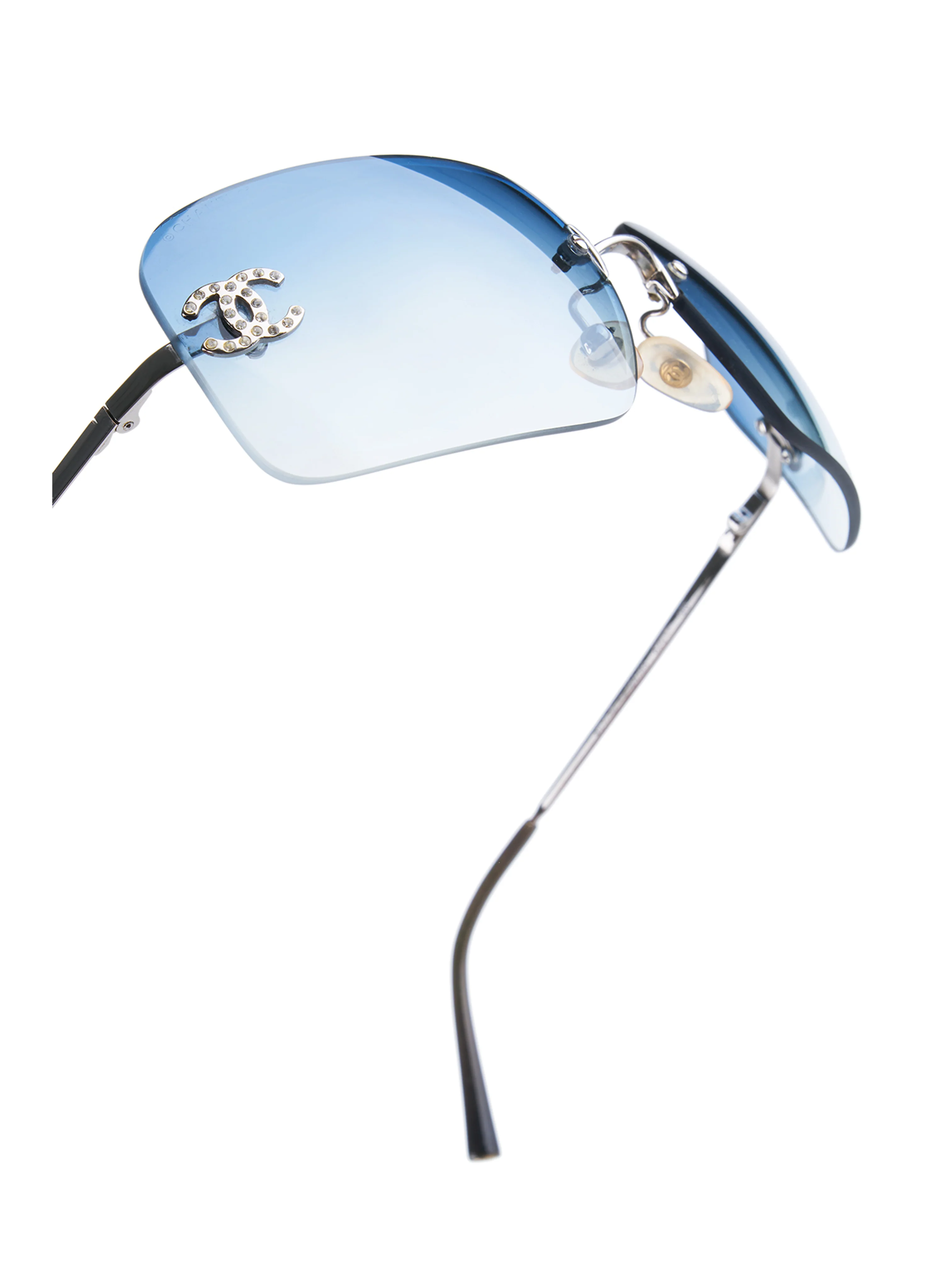 Chanel by Karl Lagerfeld 2000s Swarovski Embellished Rimless Sunglasses - Image 3