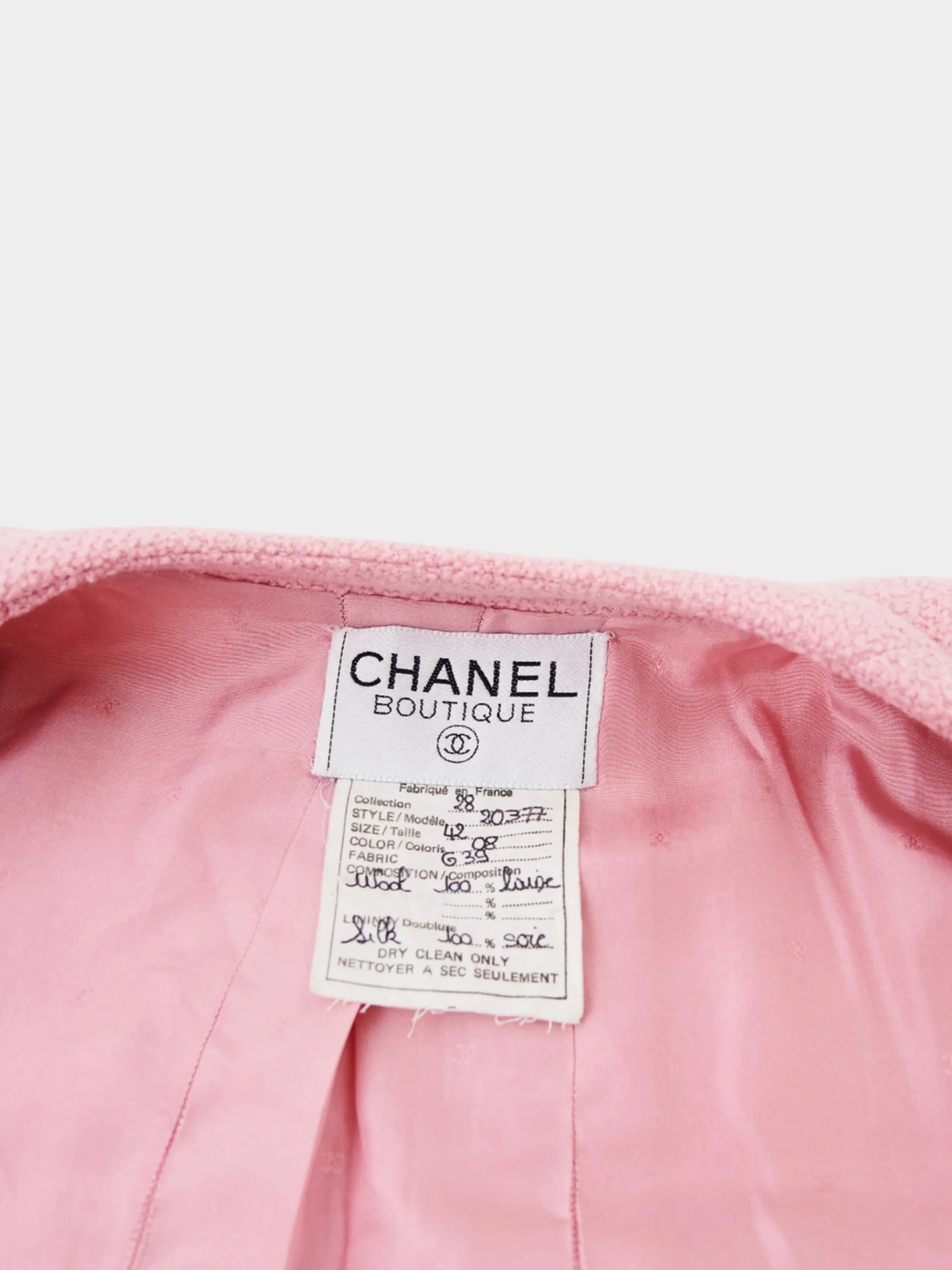 Chanel by Karl Lagerfield SS 1992 Pink Wool Tailleur Set - Image 6