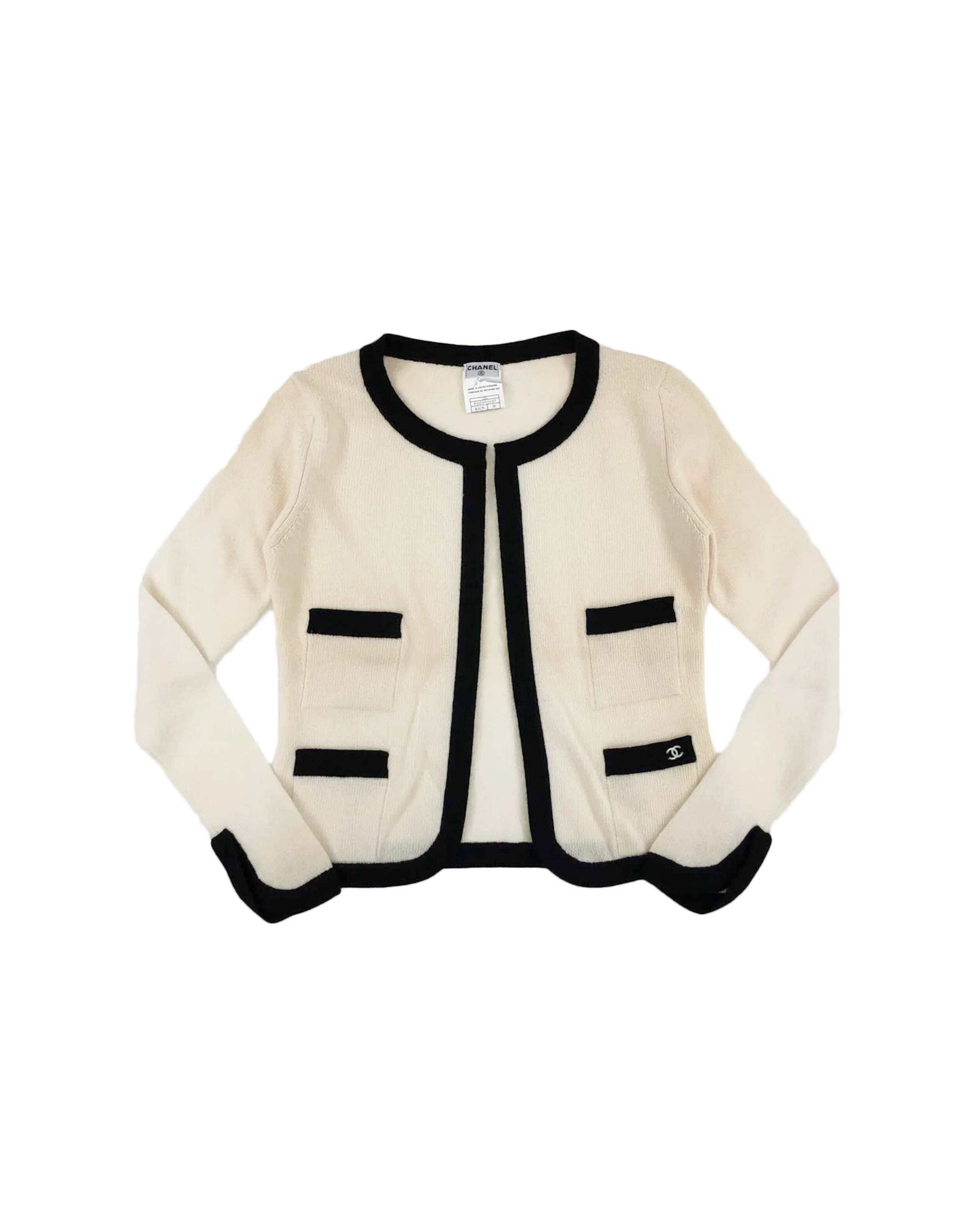 Chanel 2000s Cream and Black Cashmere Cardigan Set - Image 2