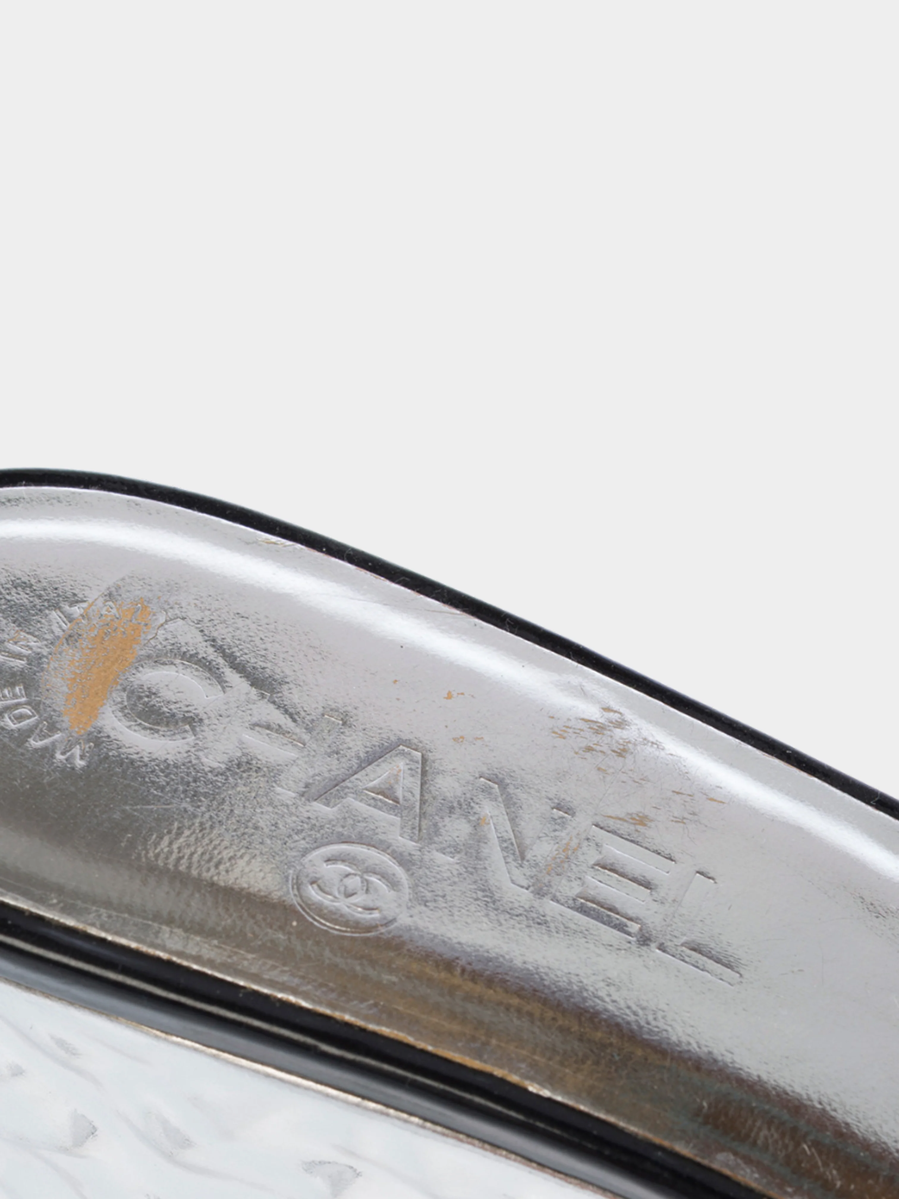 Chanel Cruise 2007 Clear Vinyl Silver Wedge Sandals - Image 5