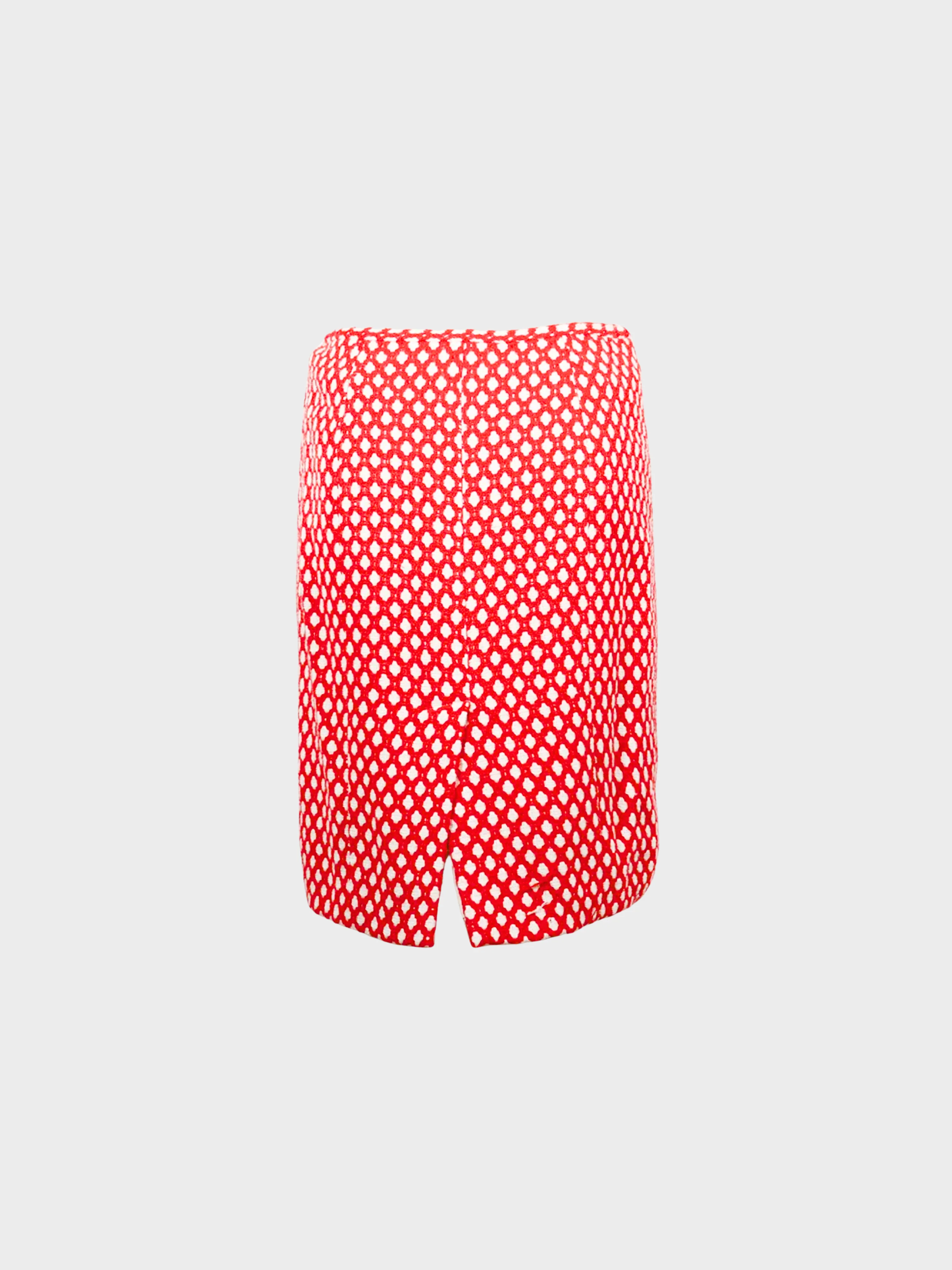 Chanel Cruise 2008 Red Coco Mark Button Midi Skirt With Mini Bag Charm - Image 2
