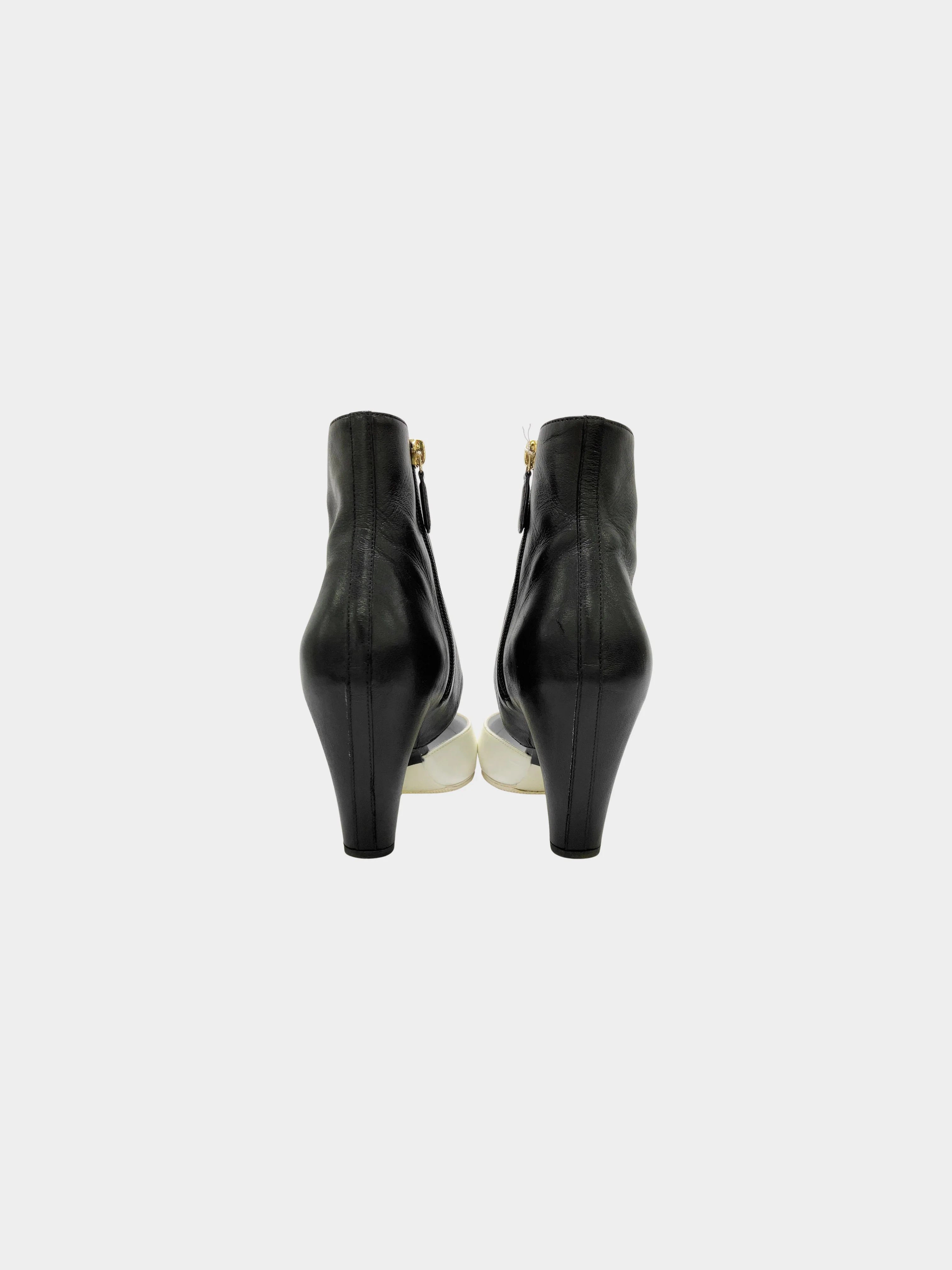 Chanel Cruise 2020 Black and White Leather Cut-out Boots - Image 3