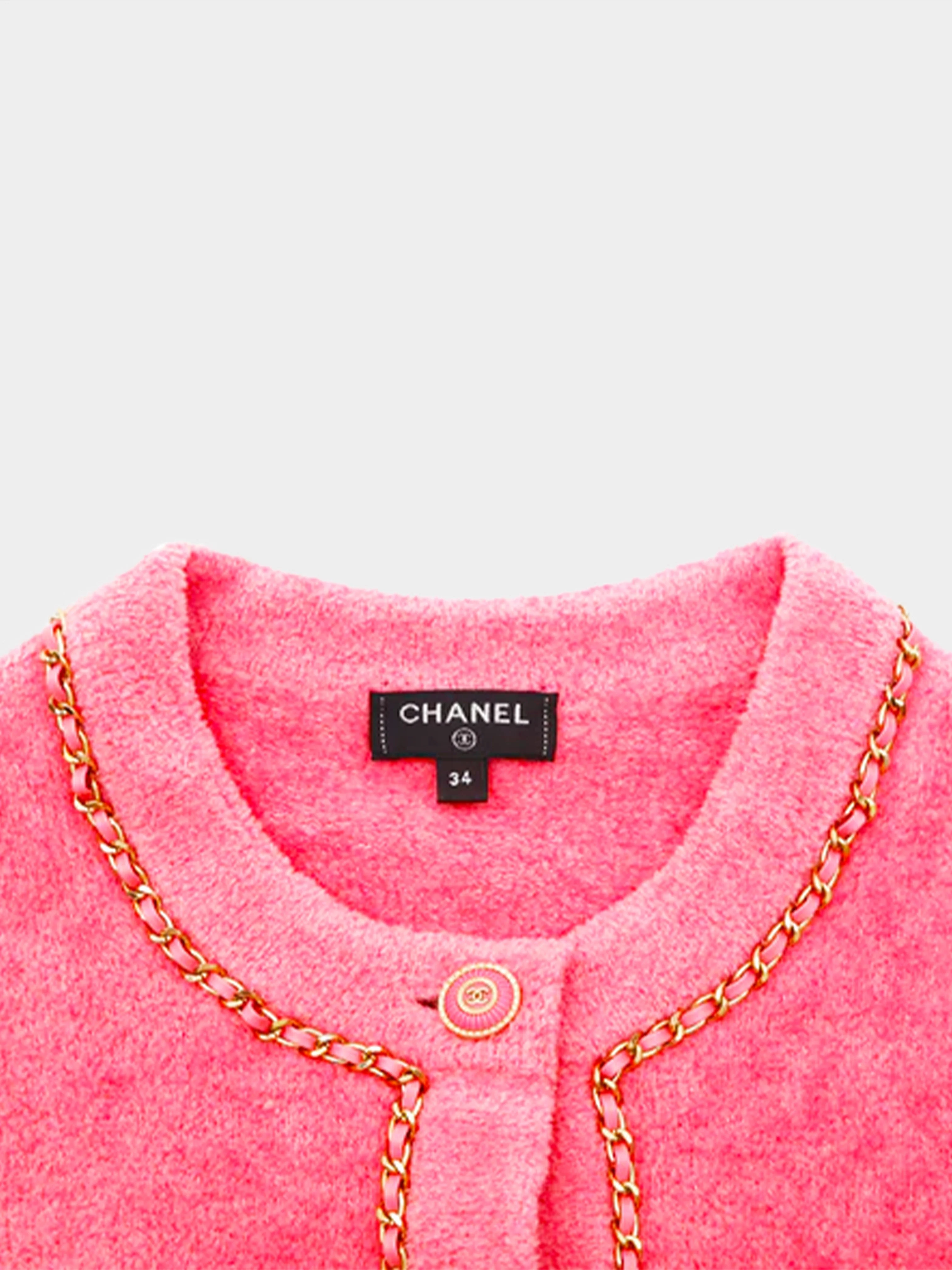 Chanel Cruise 2020 Pink Terry Chain Link Accent Jacket - Image 2