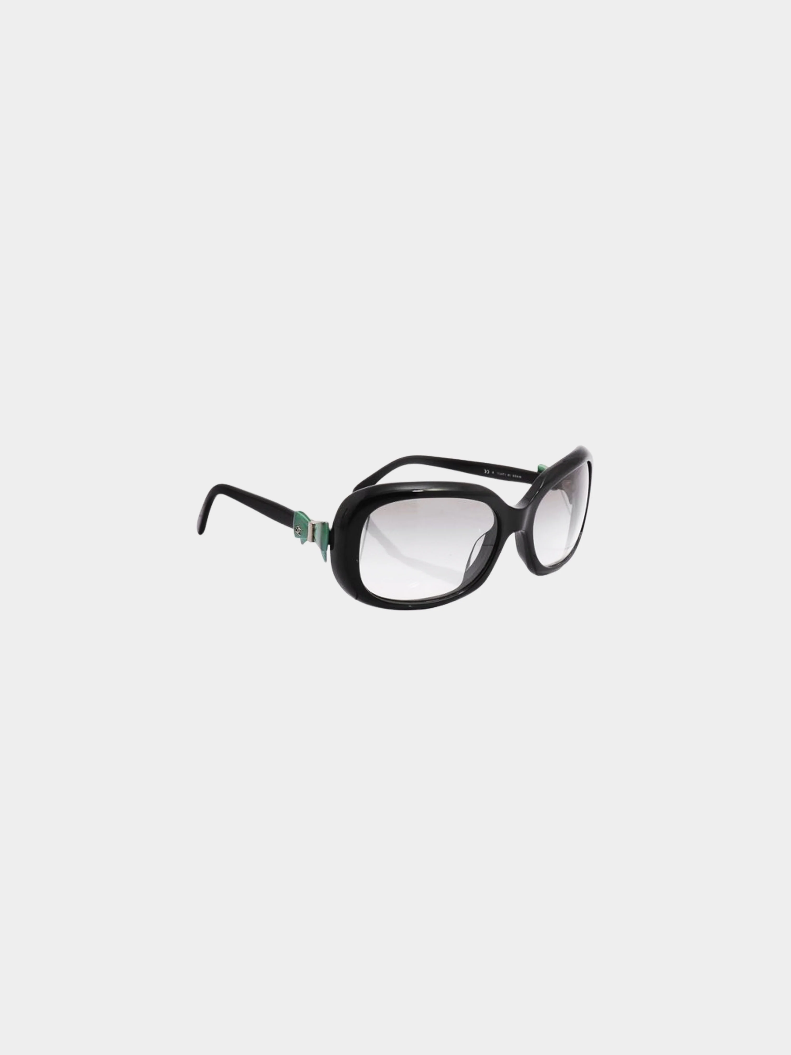 Chanel Early 2000s Black Acetate CC Bow Sunglasses