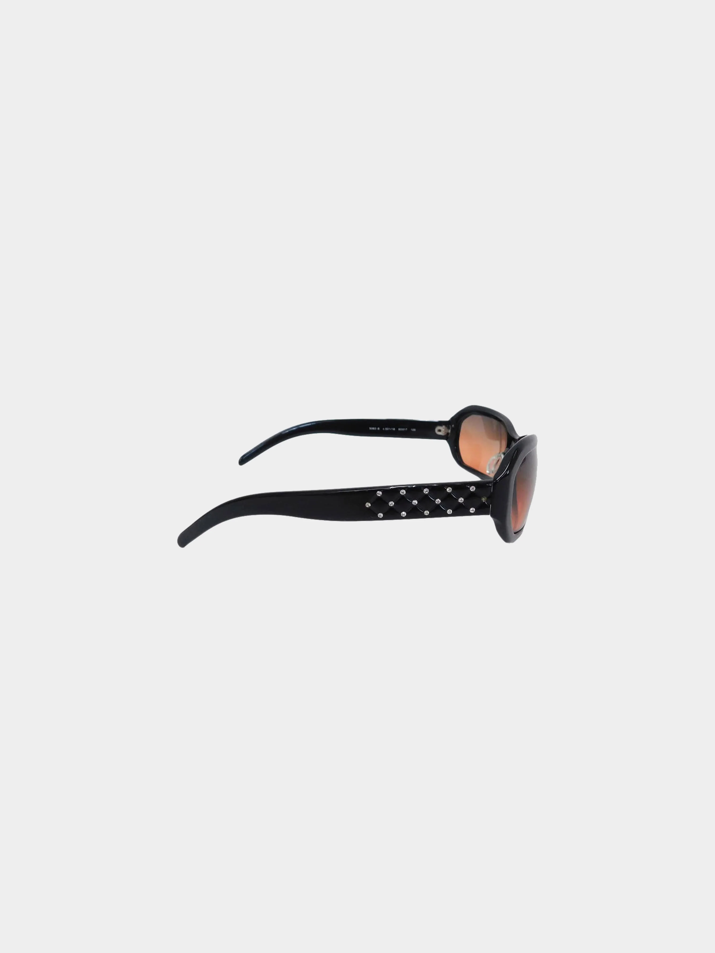 Chanel Early 2000s Black and Brown 5062 Shield-style Sunglasses - Image 4