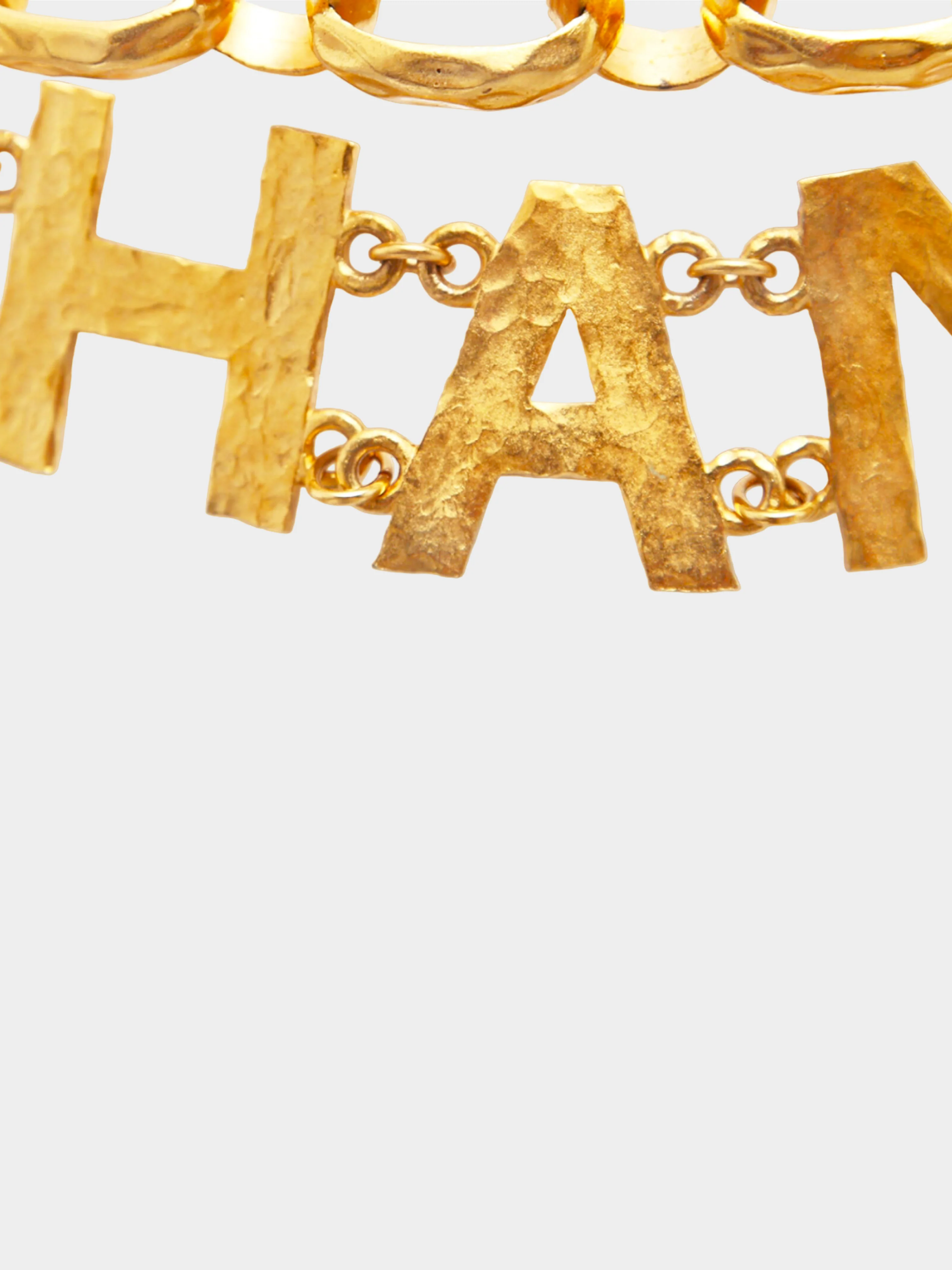 Chanel Fall 1993 Gold Spell Out Hammered Chain Link Belt - Image 3