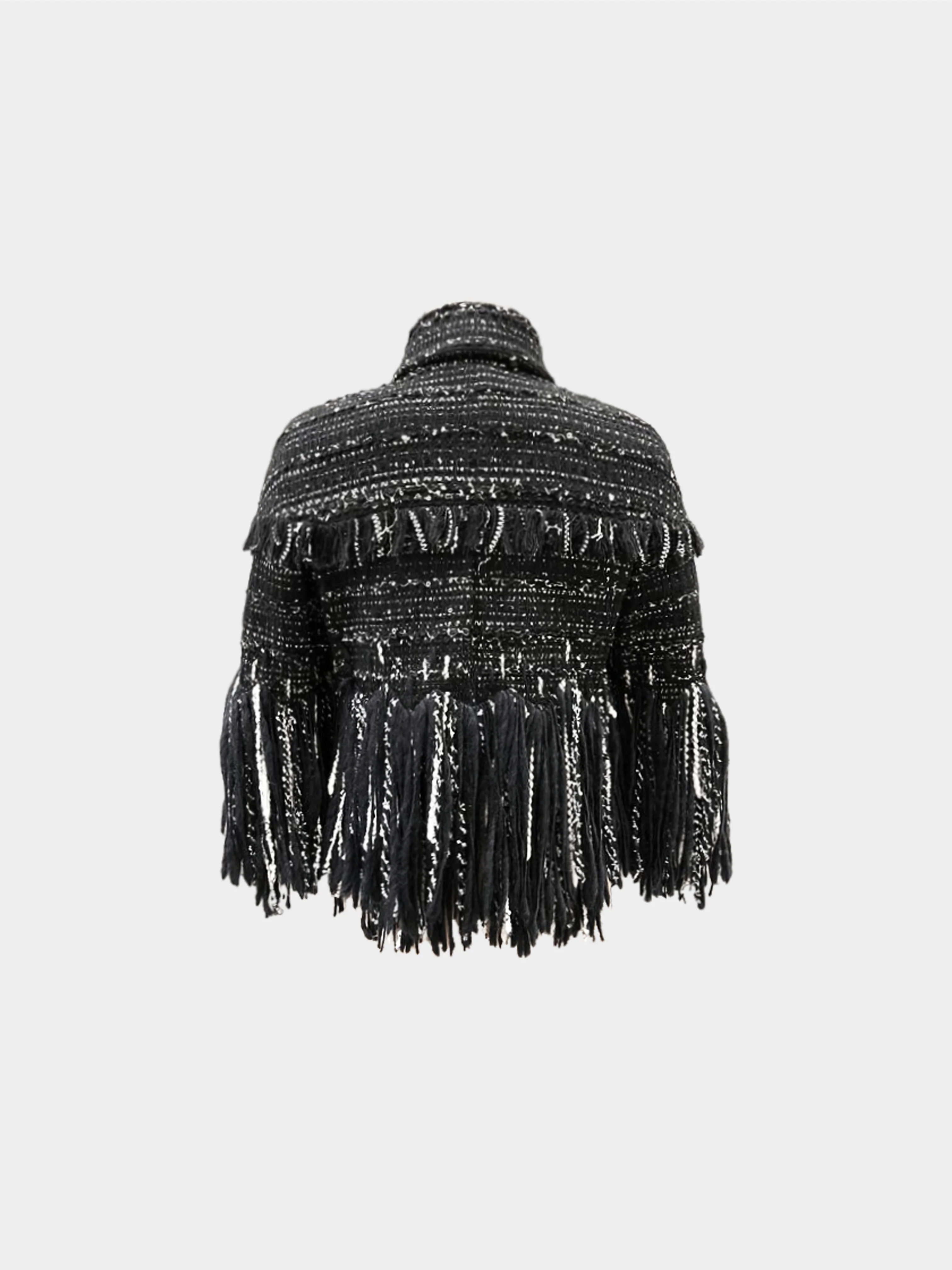Chanel Fall 2010 Black and White Arctic Ice Jewel Button Fringe Jacket - Image 2