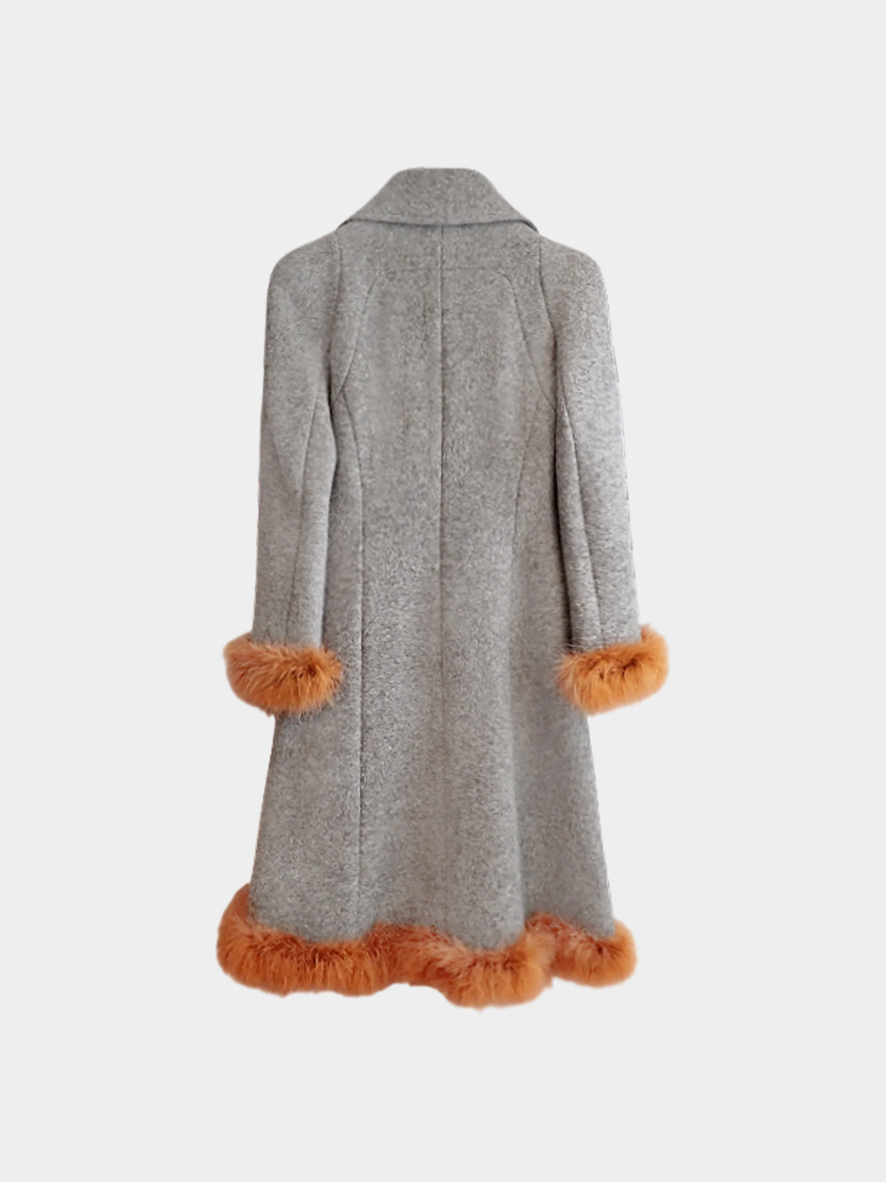 Chanel FW 1997 Grey Wool Coat with Brown Fur Trim - Image 2
