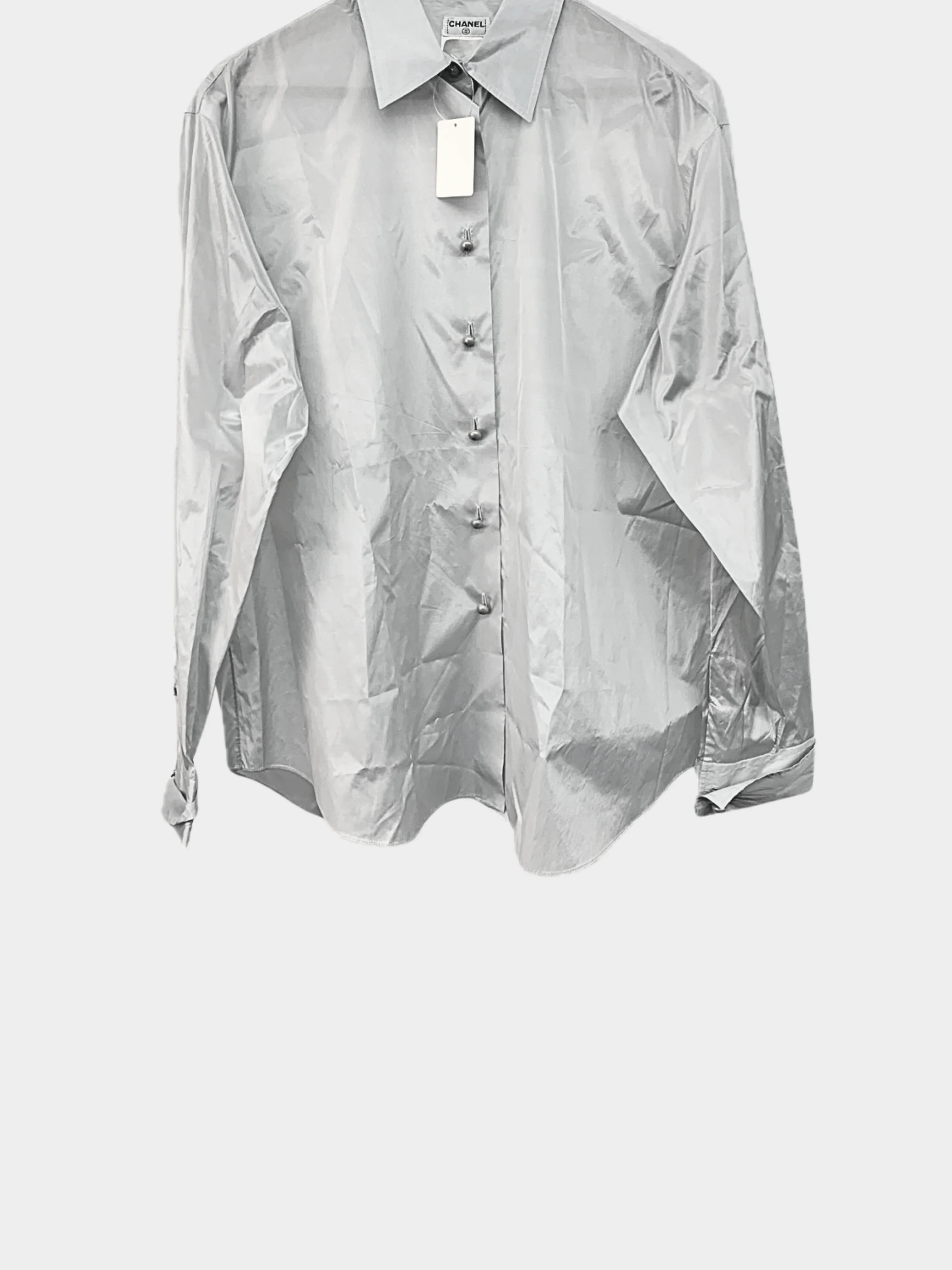 Chanel FW 1999 Silver Button-Up Top - Image 2