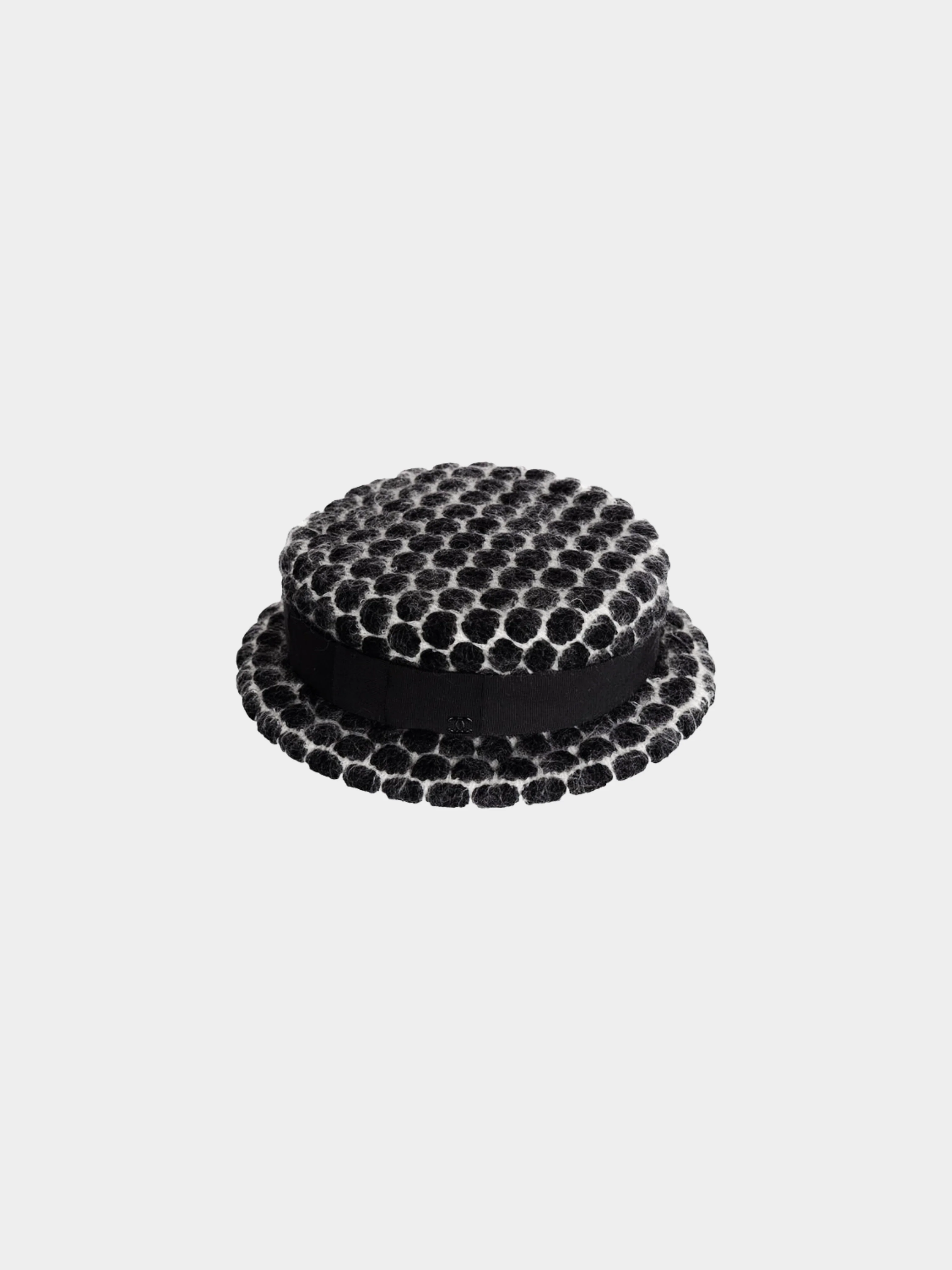 Chanel FW 2009 Runway Black and White Mohair Bow Hat