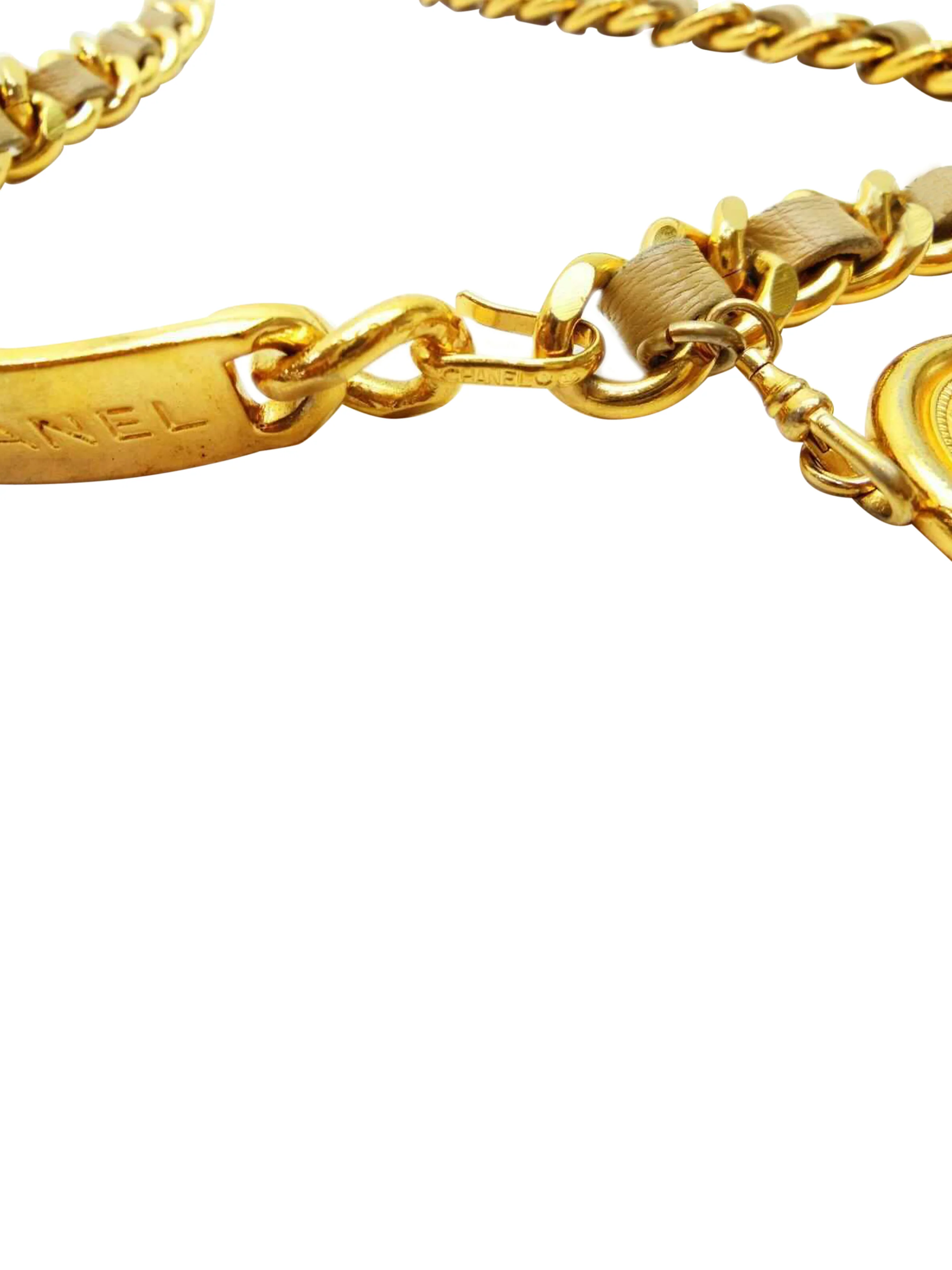 Chanel 2000s Gold and Cream Chain Belt - Image 4