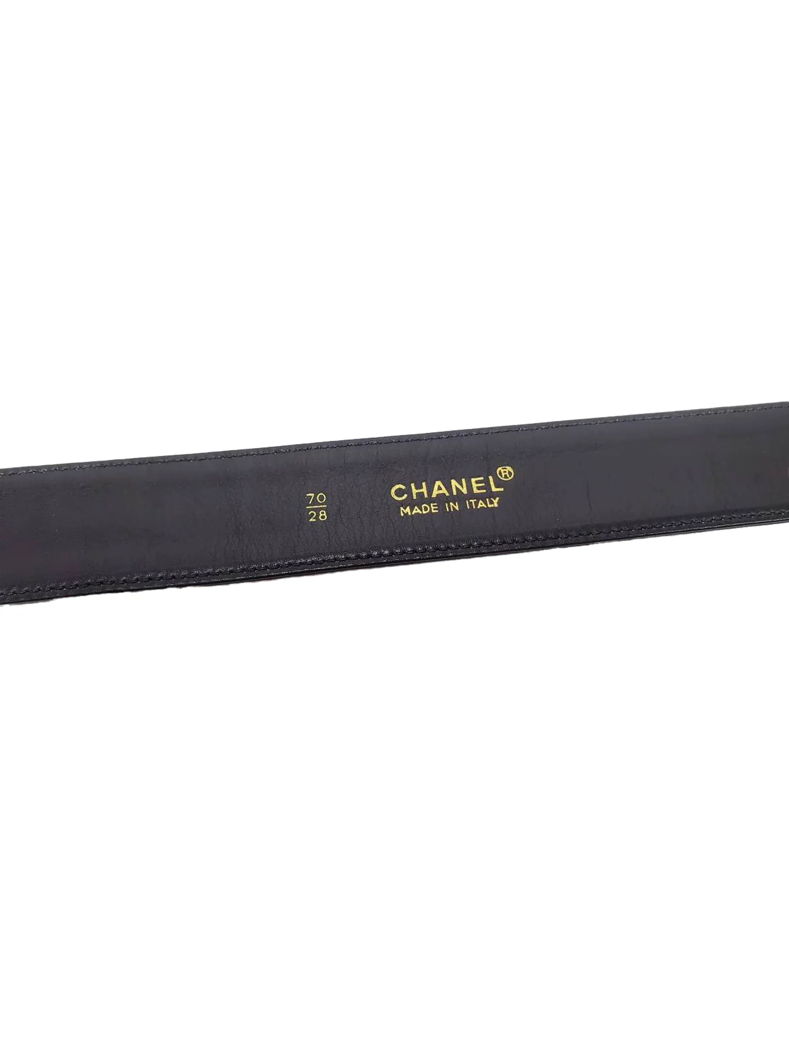 Chanel 2000s Gold Logo Black Leather Belt - Image 3