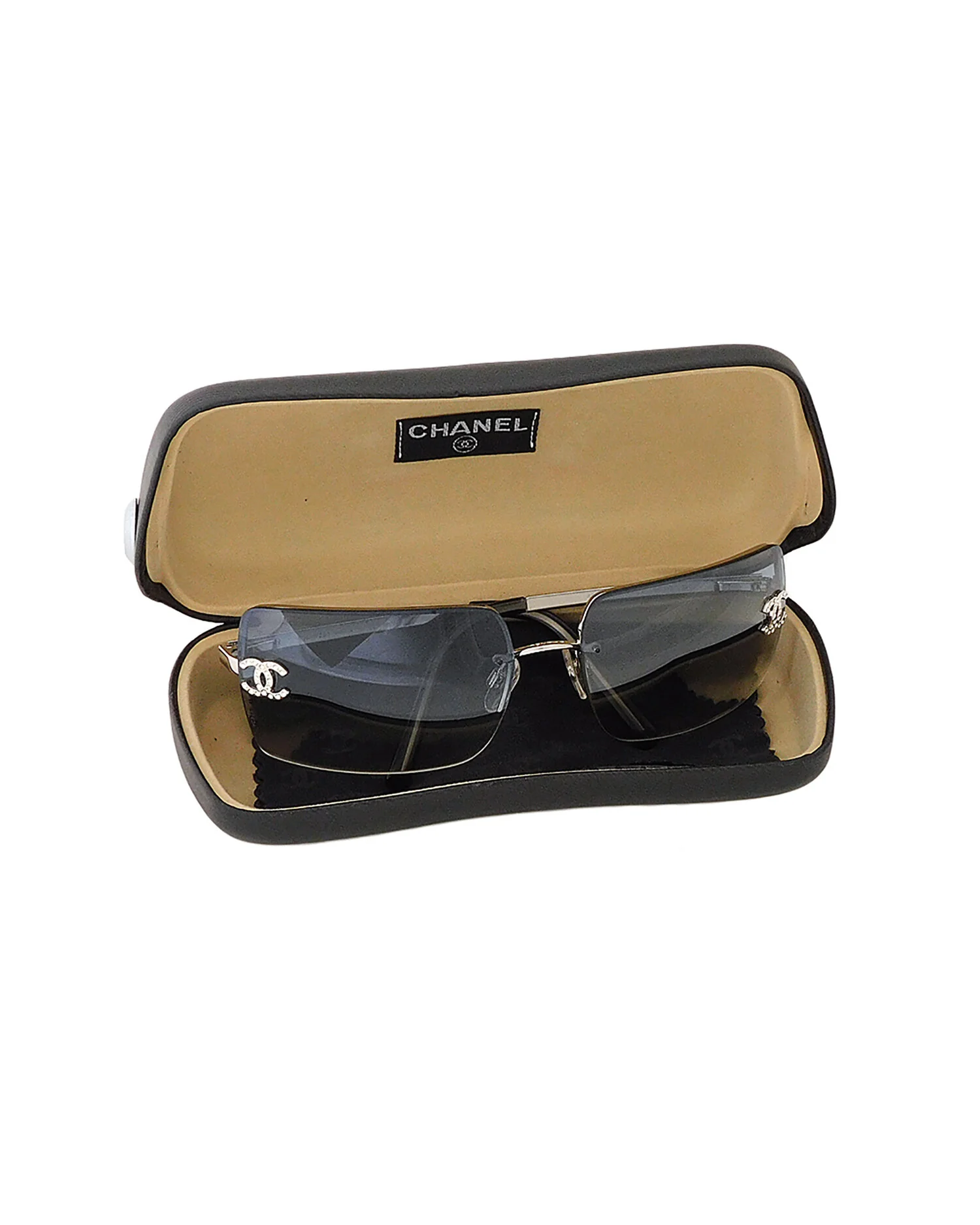 Chanel 2000s Gradient Blue Visor Rhinestone Sunglasses - Image 5