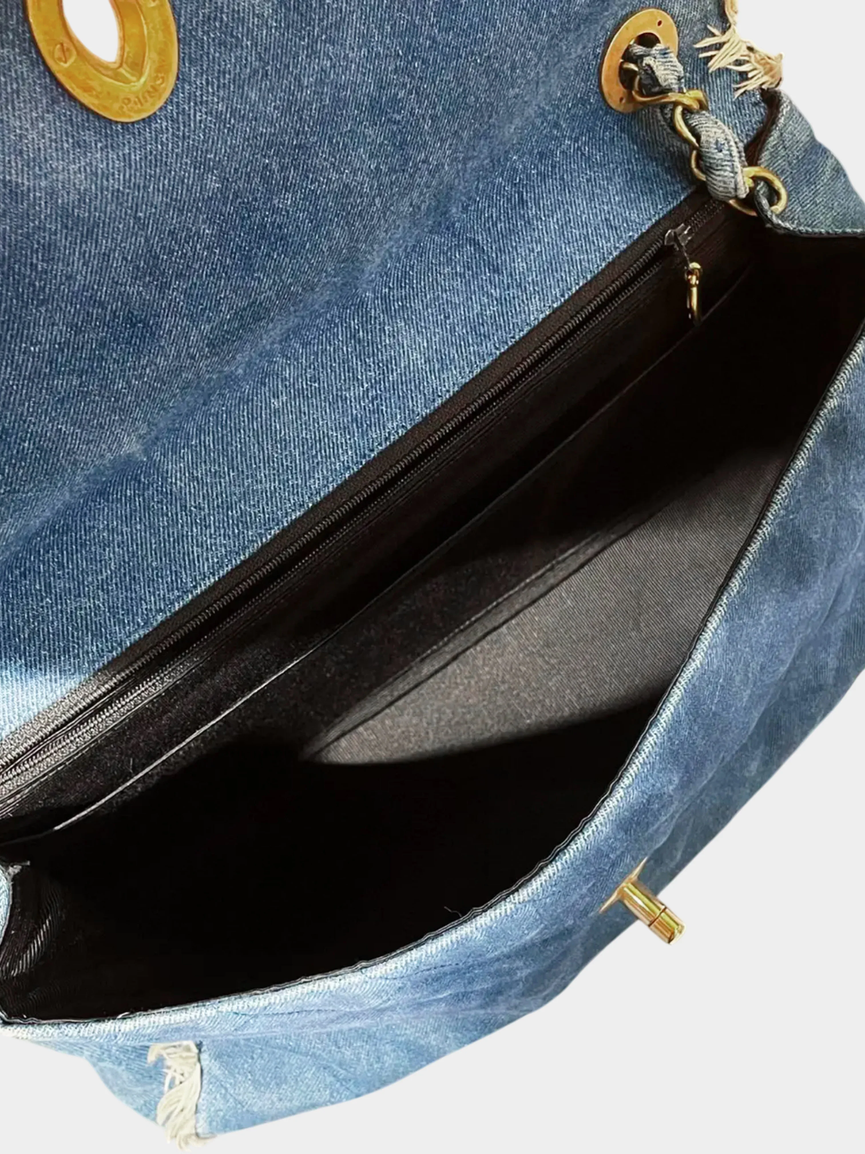 Chanel Late 1990s Denim Blue Quilted Maxi Flap Bag - Image 5