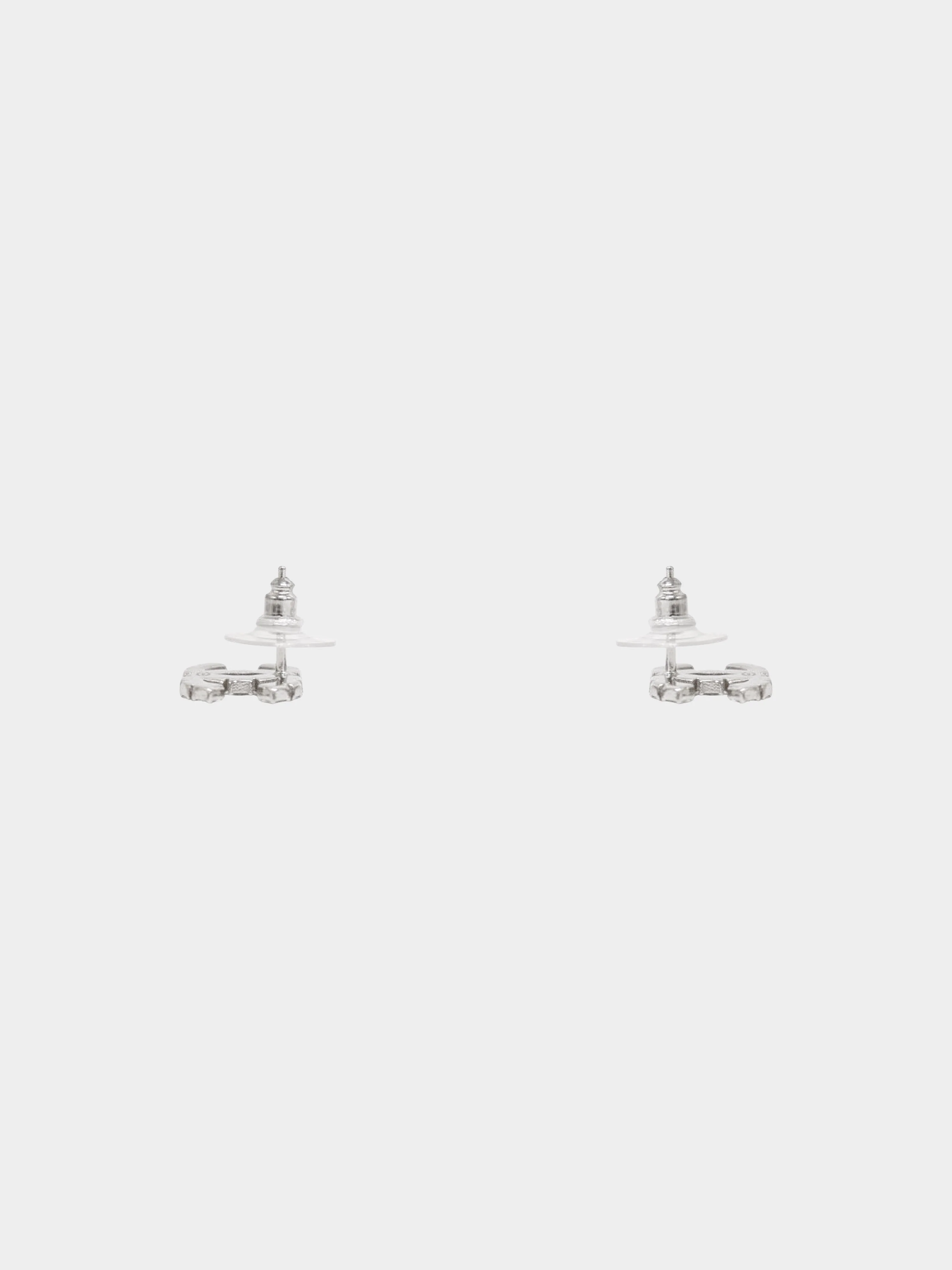 Chanel Late 2010s Silver CC Logo Rhinestone Earrings - Image 3