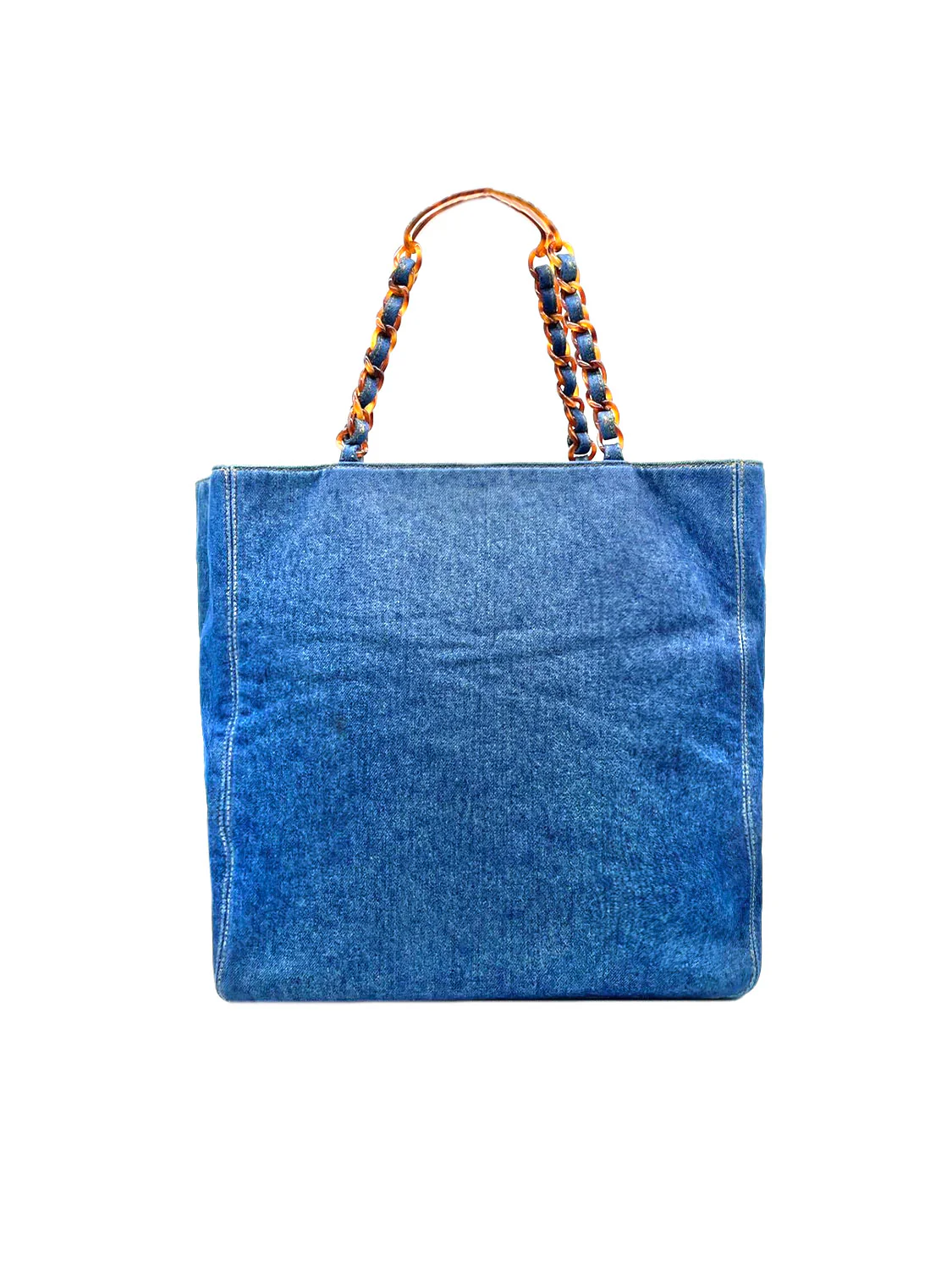 Chanel Medium Blue Denim CC Stitch Tote Bag - Image 2