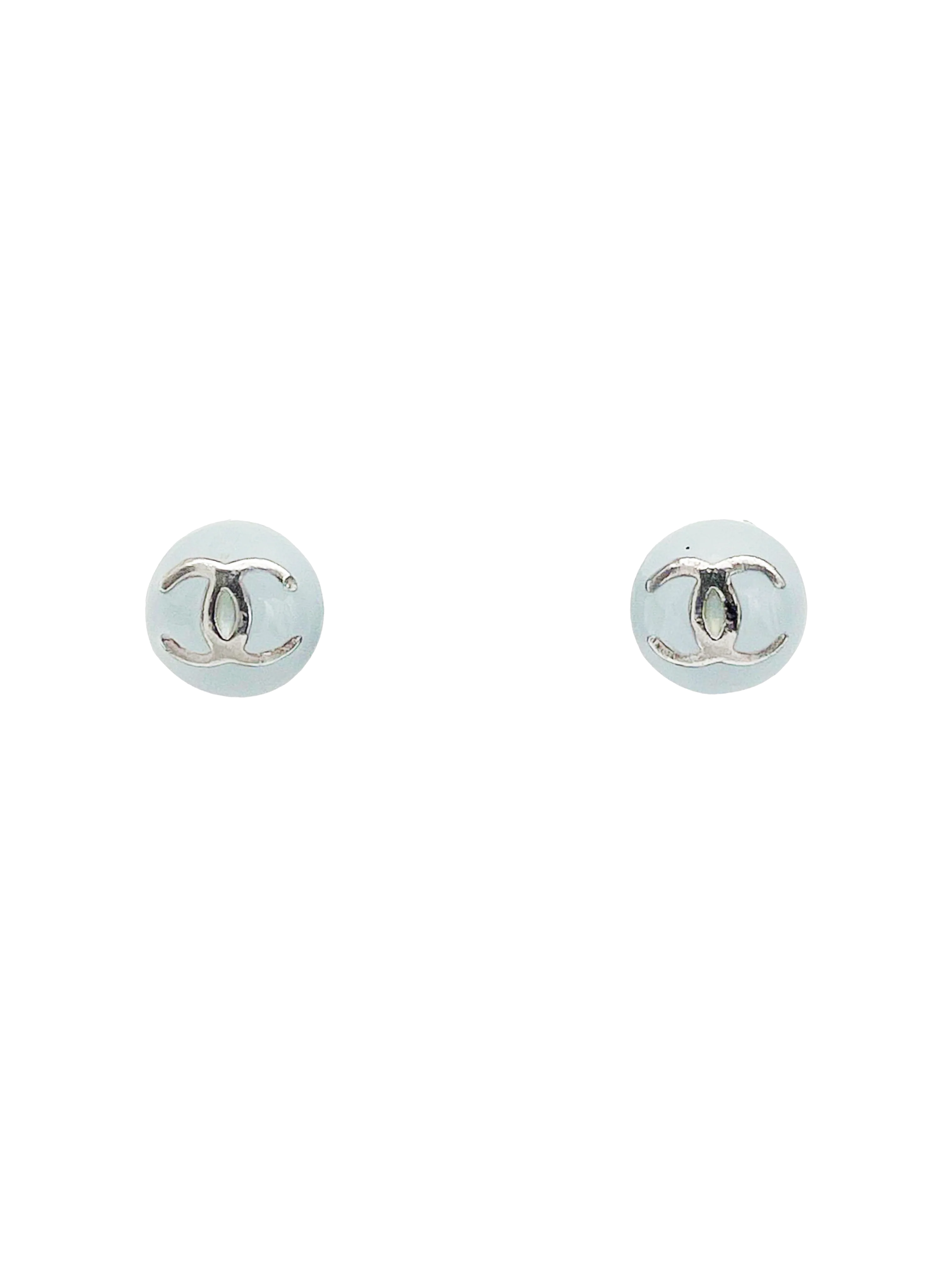 Chanel 2000s Mini Round Coco Blue Earring