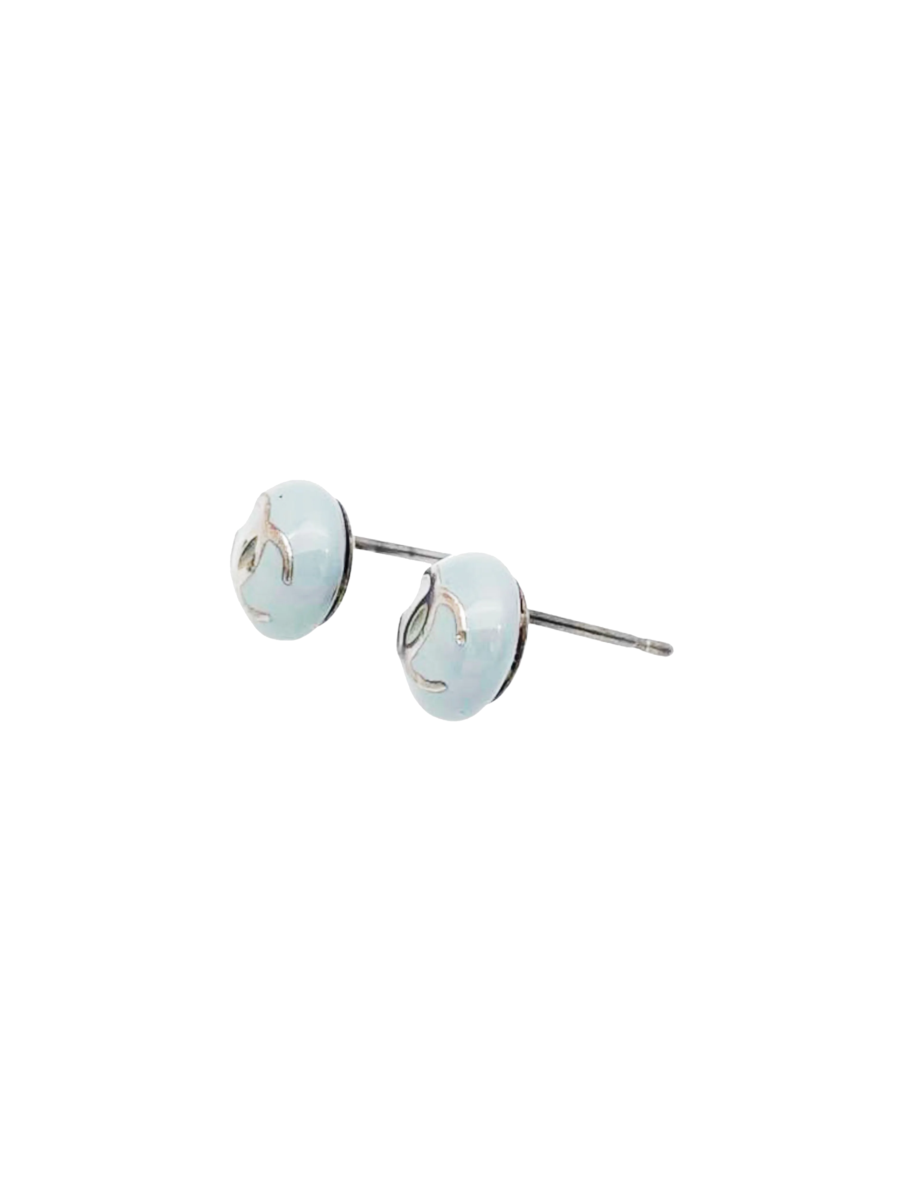 Chanel 2000s Mini Round Coco Blue Earring - Image 3