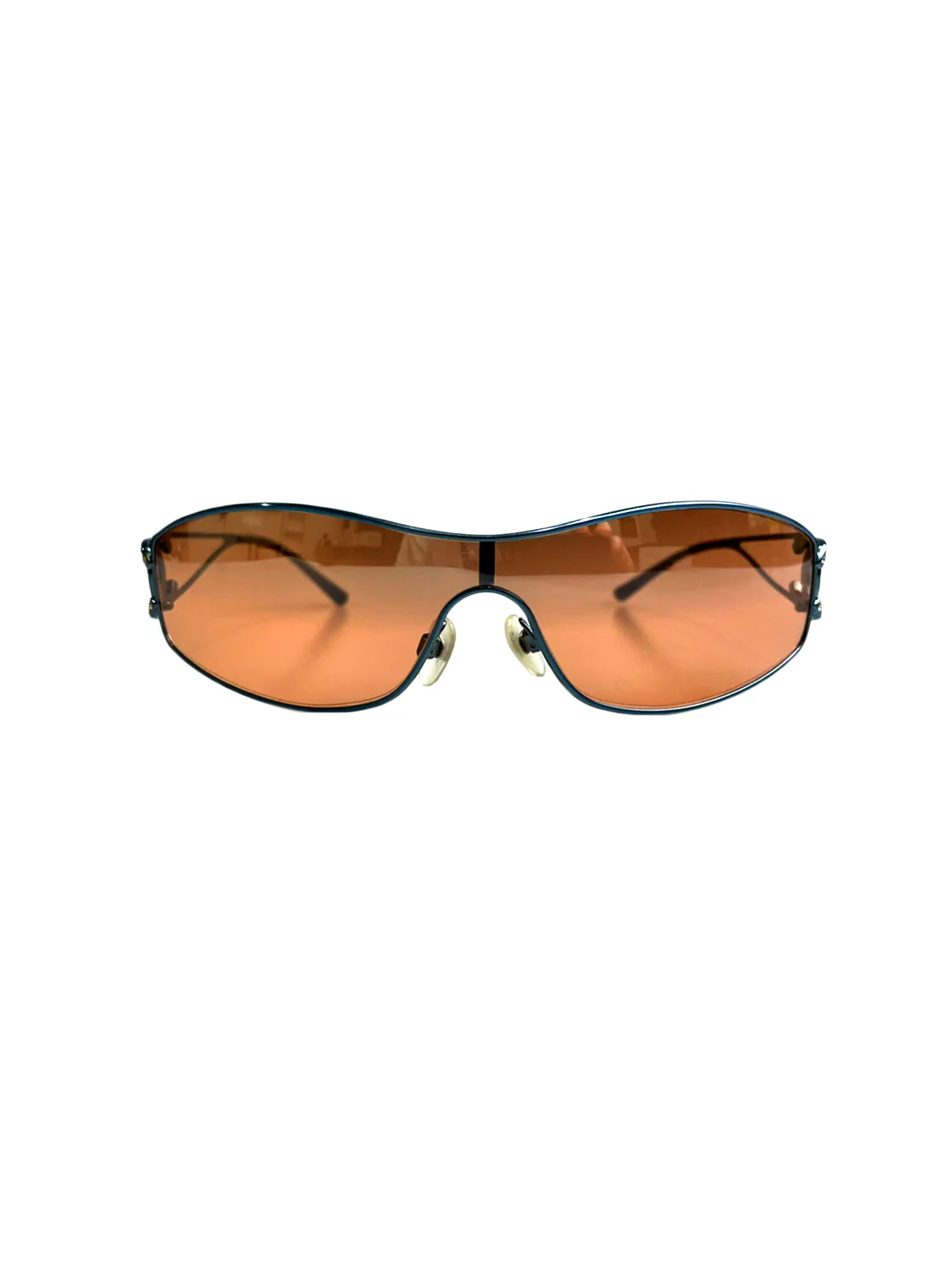 Chanel 2000s Orange Tinted Rhinestone CC Sunglasses - Image 2