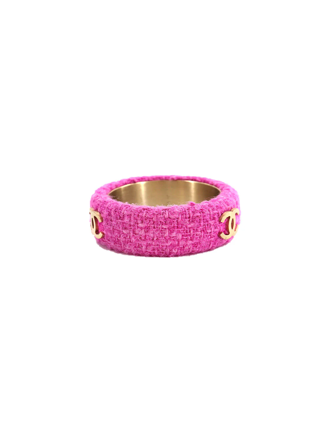 Chanel 2000s Pink Tweed SS Bangle - Image 2