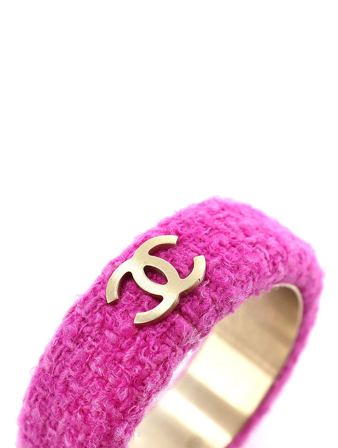 Chanel 2000s Pink Tweed SS Bangle - Image 3