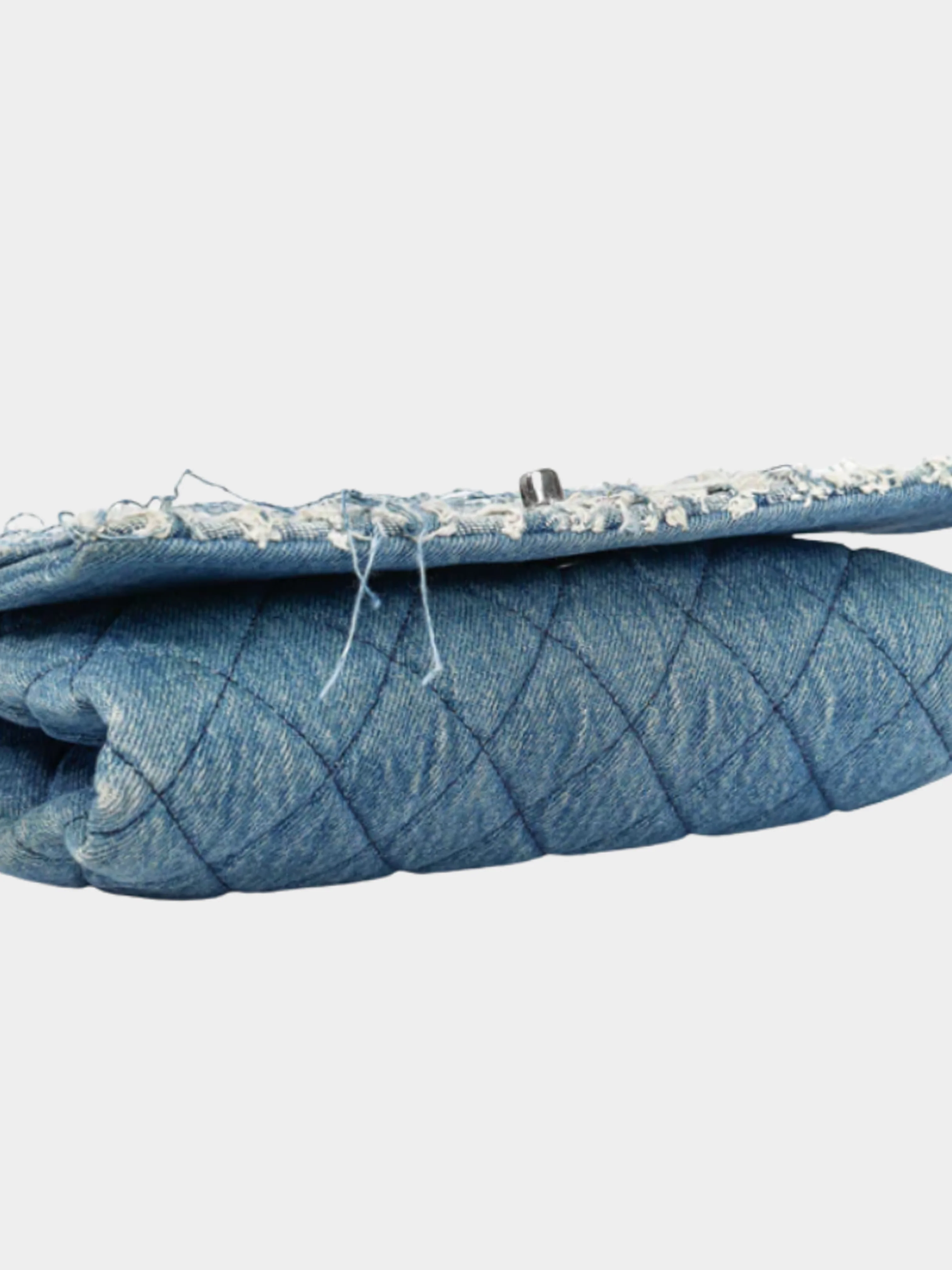Chanel Printemps 2015 Blue Denim Fringe CC Medium Flap Bag - Image 6