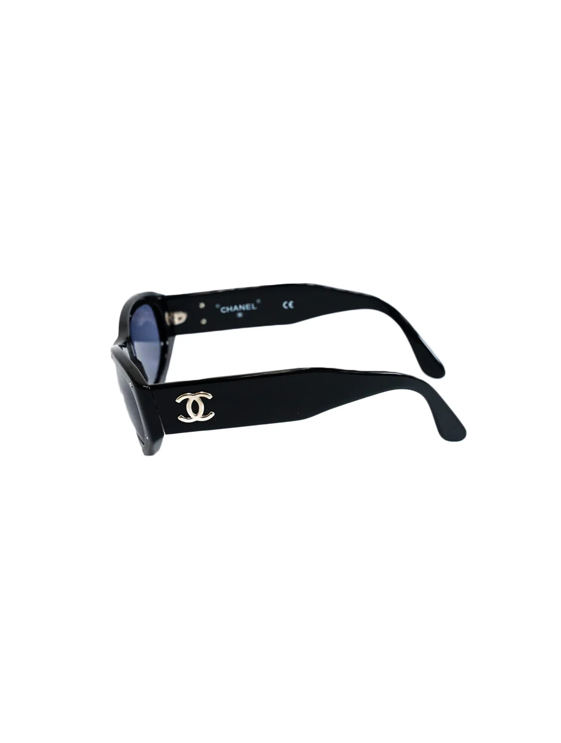 Chanel 2000s Rare Black CC Silver Hardware Sunglasses - Image 3