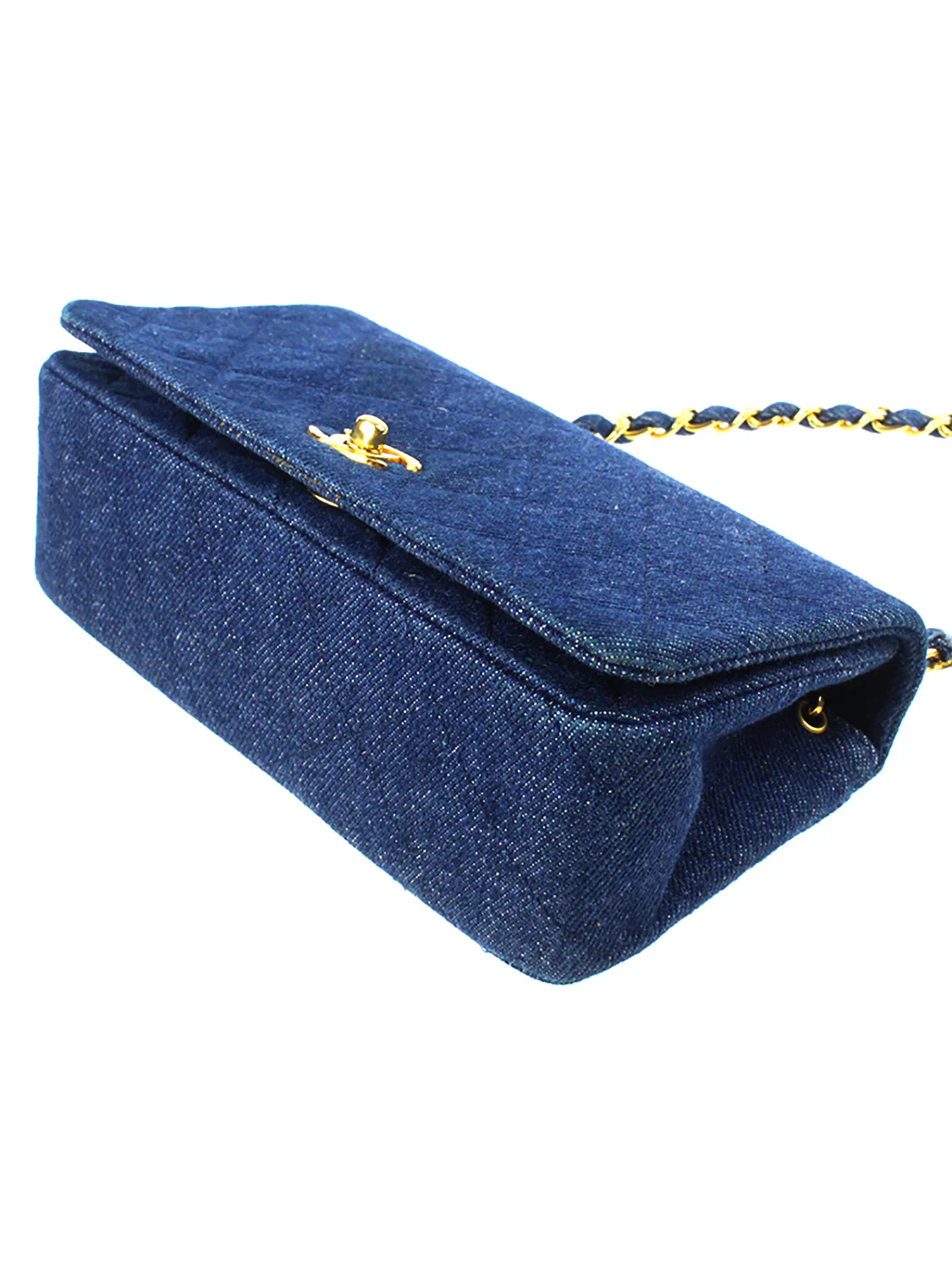 Chanel 2000s Rare Denim Gold Chain Flap - Image 4