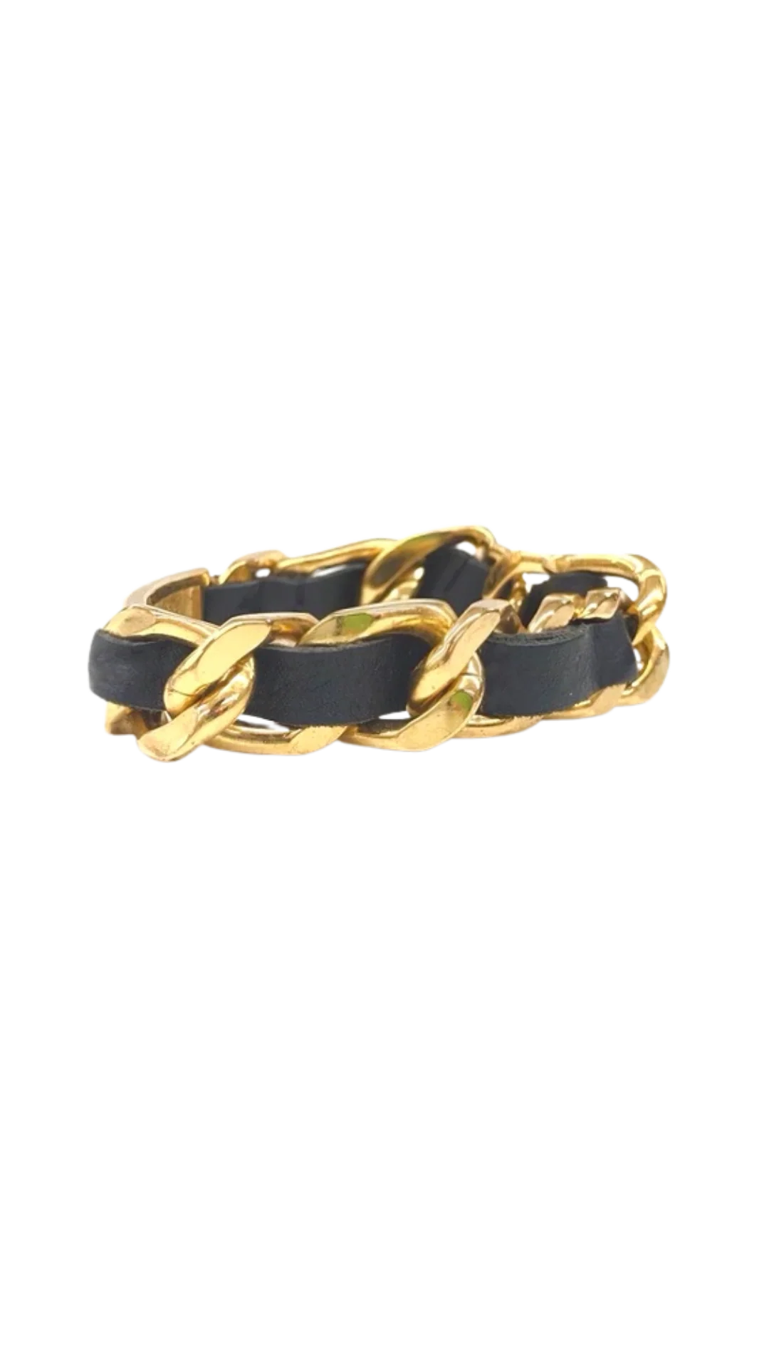 Chanel 2000s Rare Gold and Leather Bracelet - Image 3
