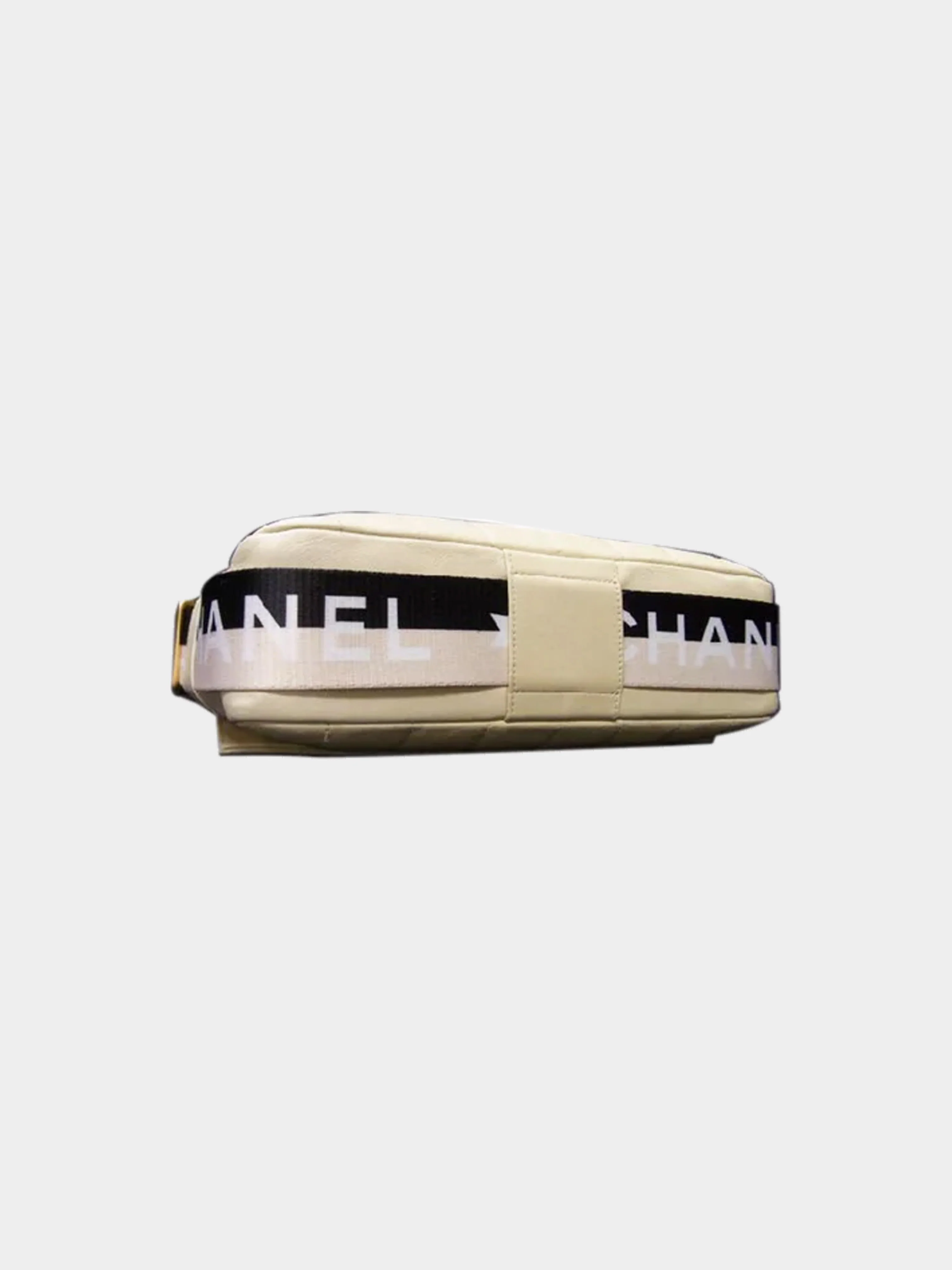 Chanel 2000s Rare Ivory Leather East West Flap Bag - Image 4