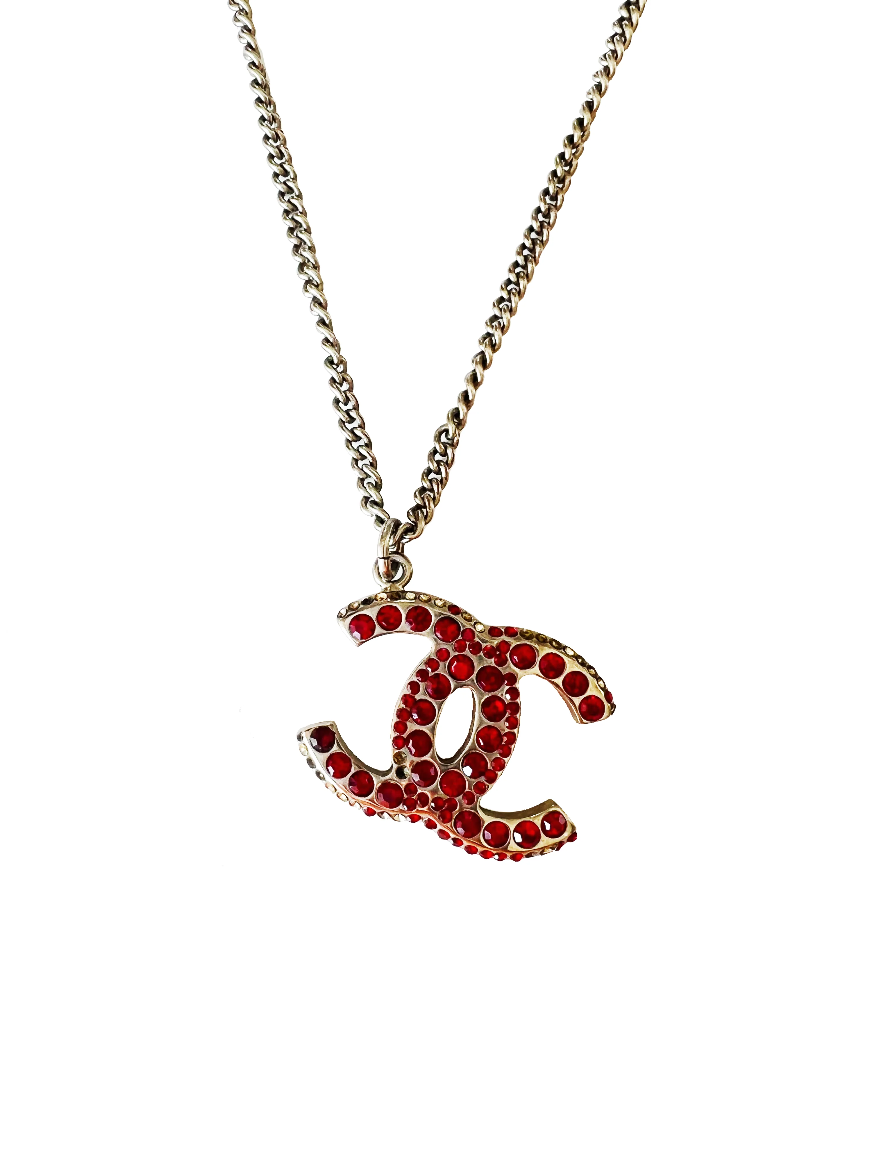 Chanel Red Rhinestone Rare CC Necklace - Image 2