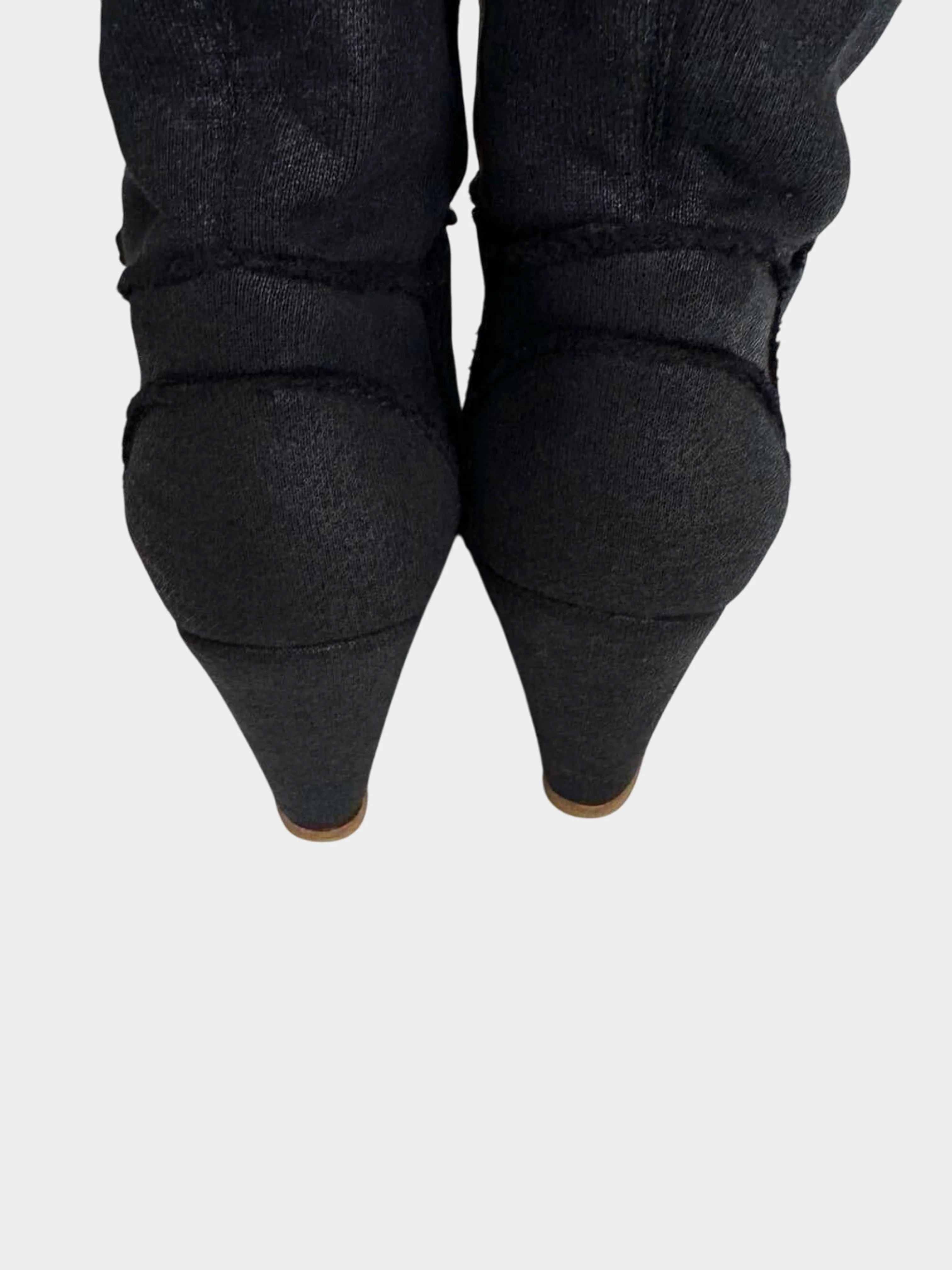 Chanel Resort 2008 Black Waxed Cotton Peep-toe Boots - Image 3