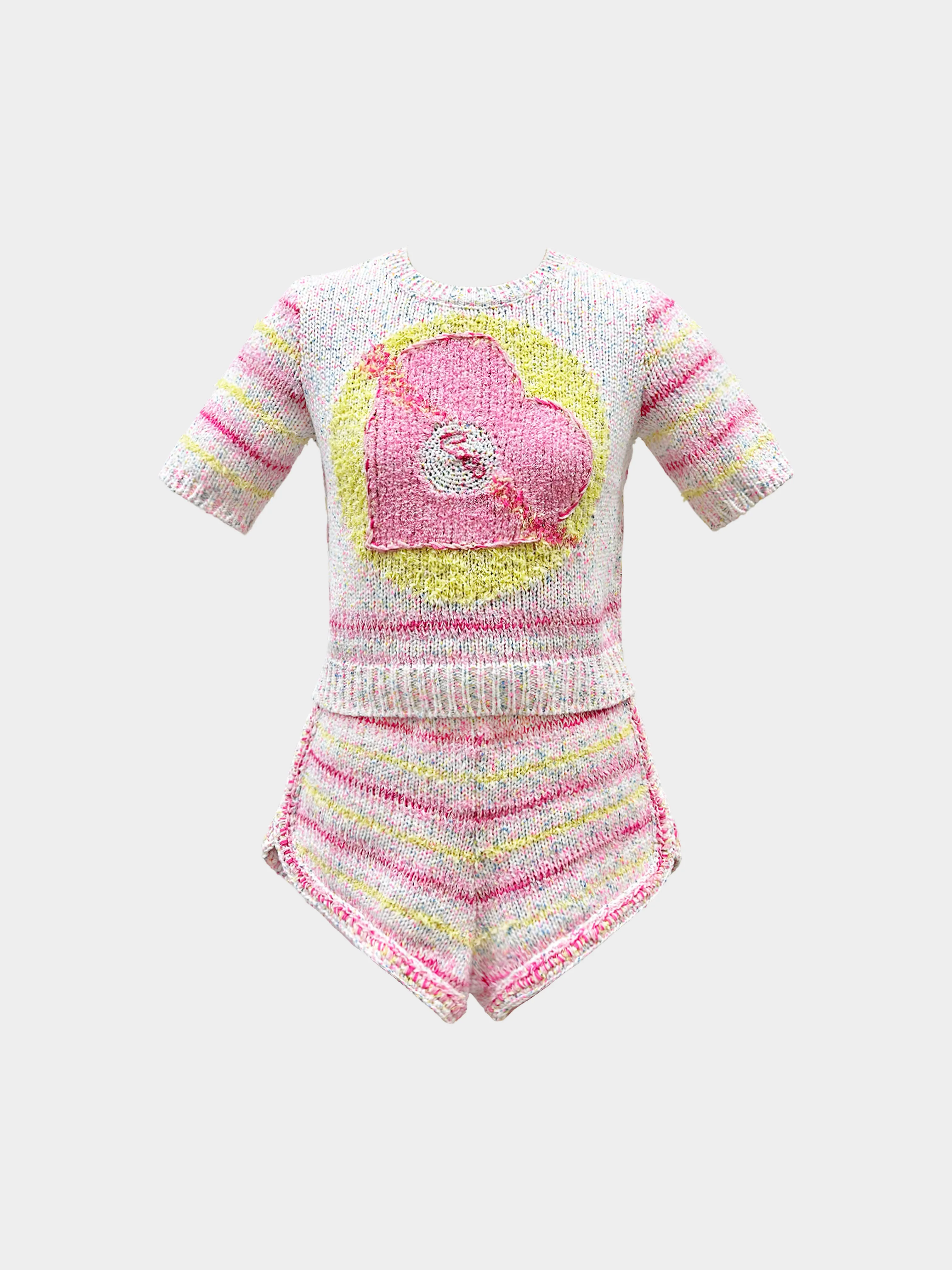 Chanel Resort 2024 LOVE COCO Cotton Candy Striped Knit Shorts - Image 4