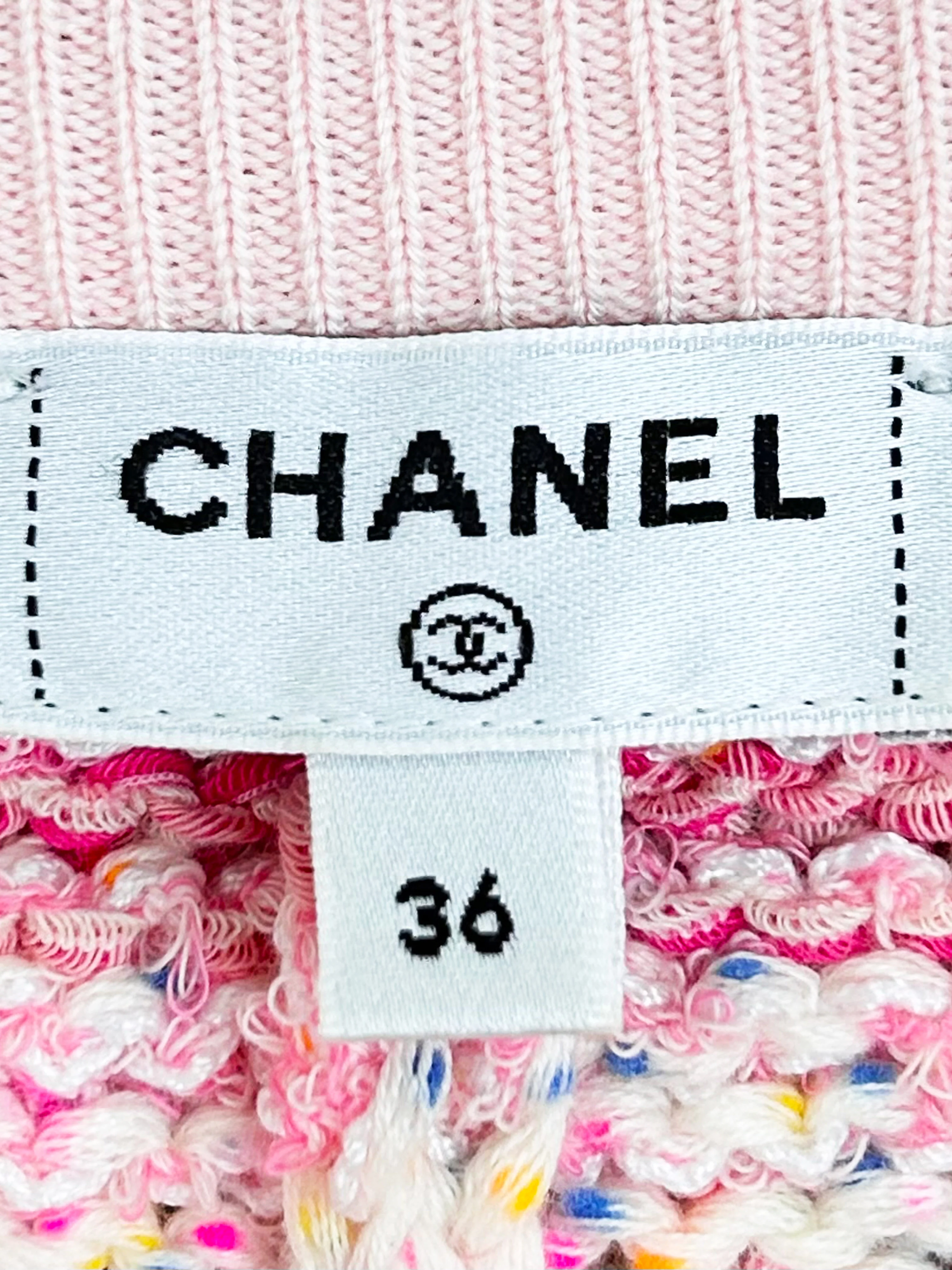 Chanel Resort 2024 LOVE COCO Cotton Candy Striped Knit Shorts - Image 7