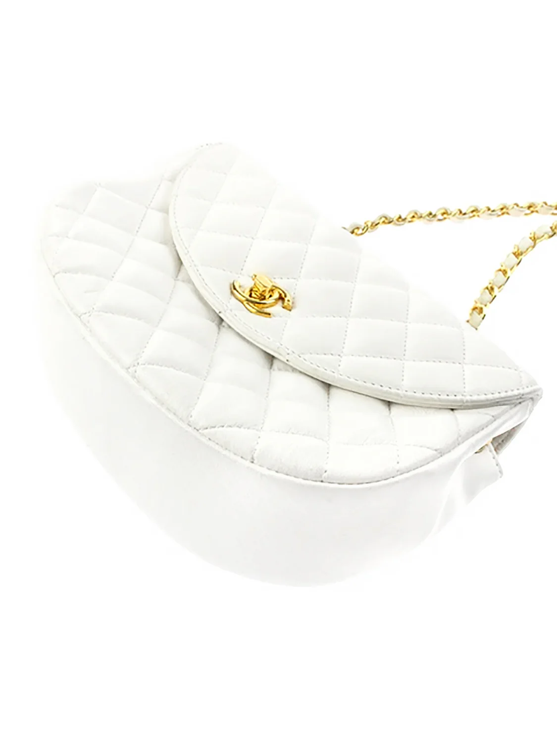 Chanel Rounded White Flap Bag - Image 4