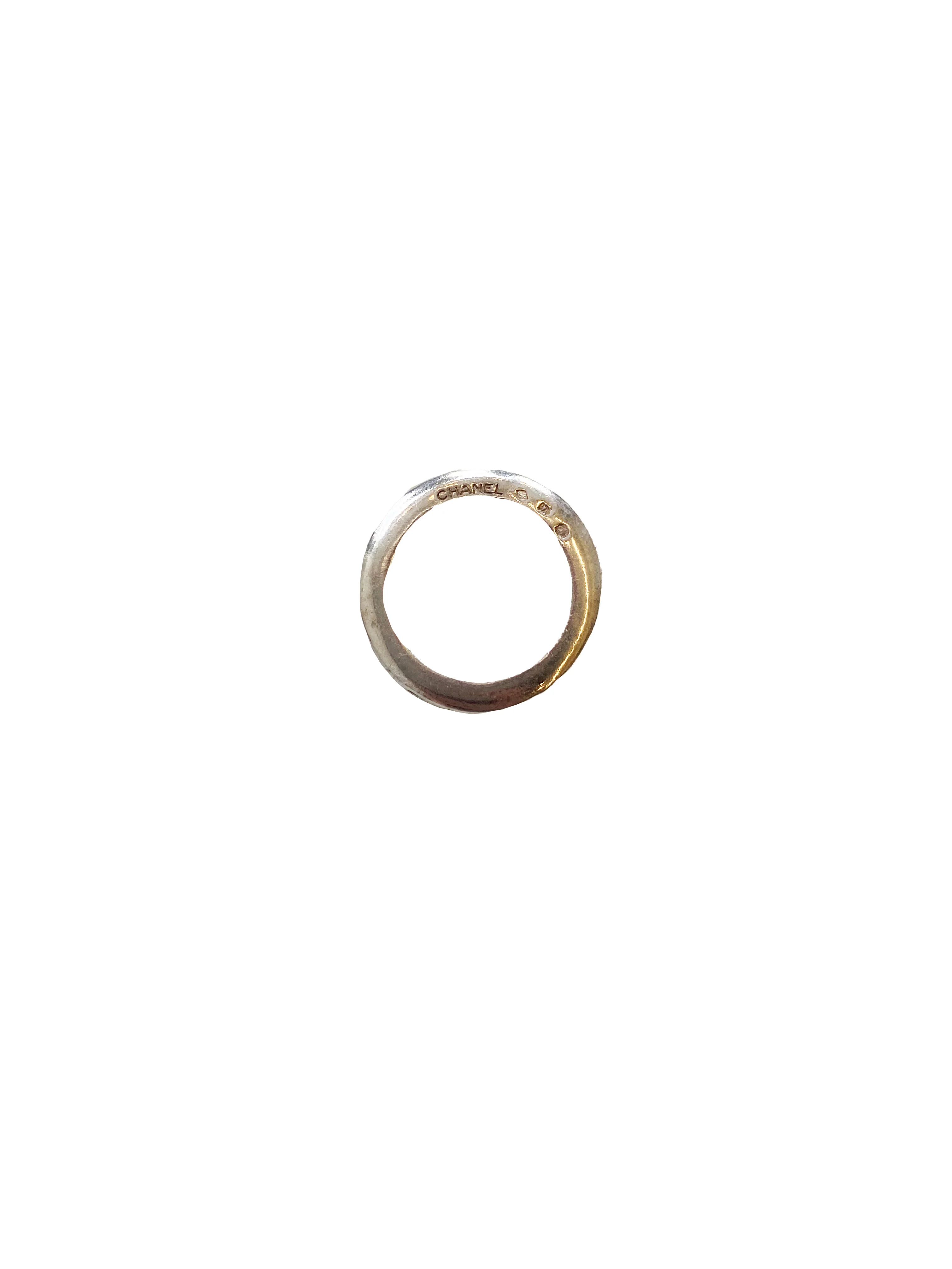 Chanel 2000s Sterling Silver Logo Engraved Ring - Image 2