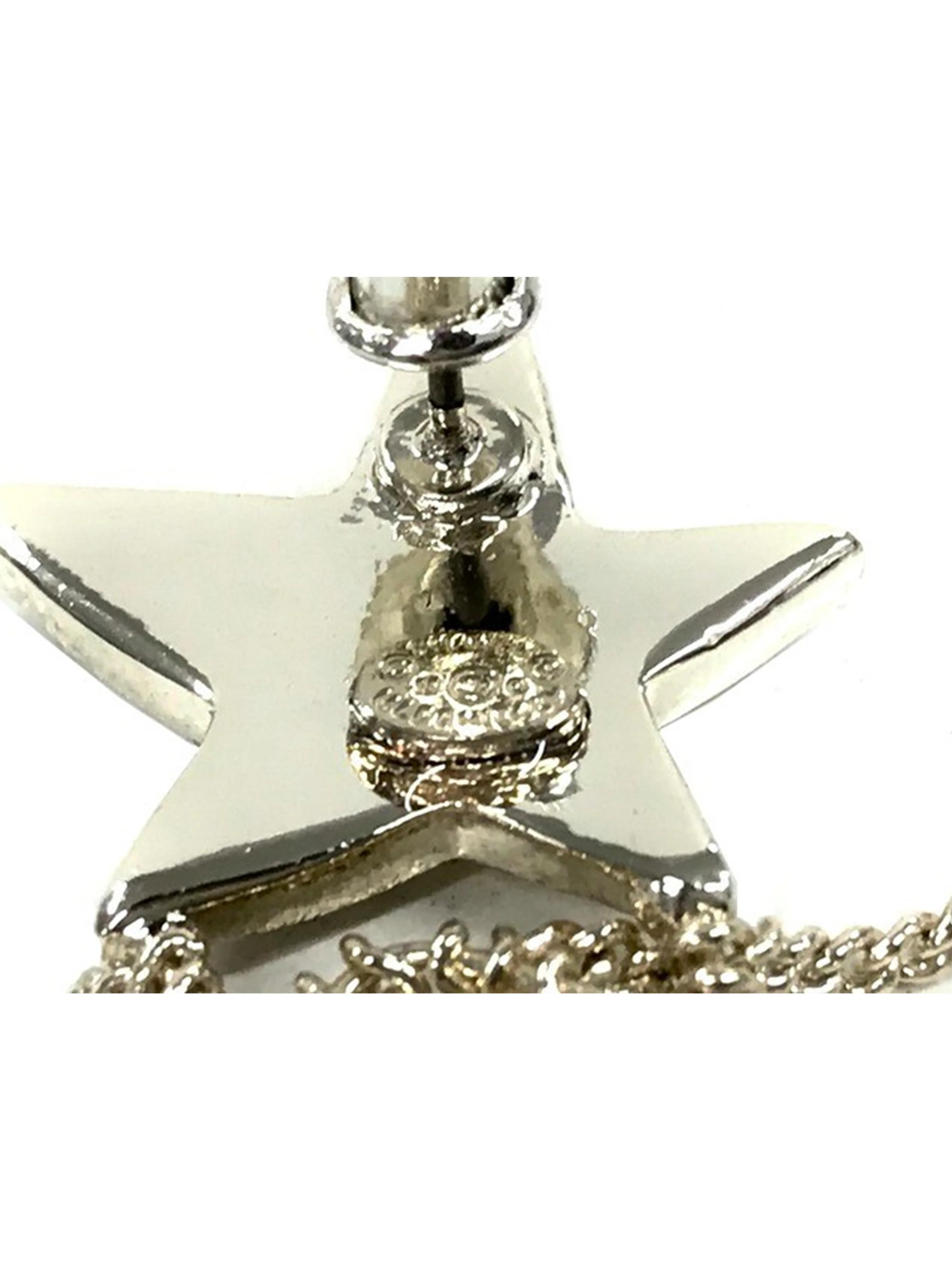 Chanel Siver Star Rhinestone Dangle Earrings - Image 3