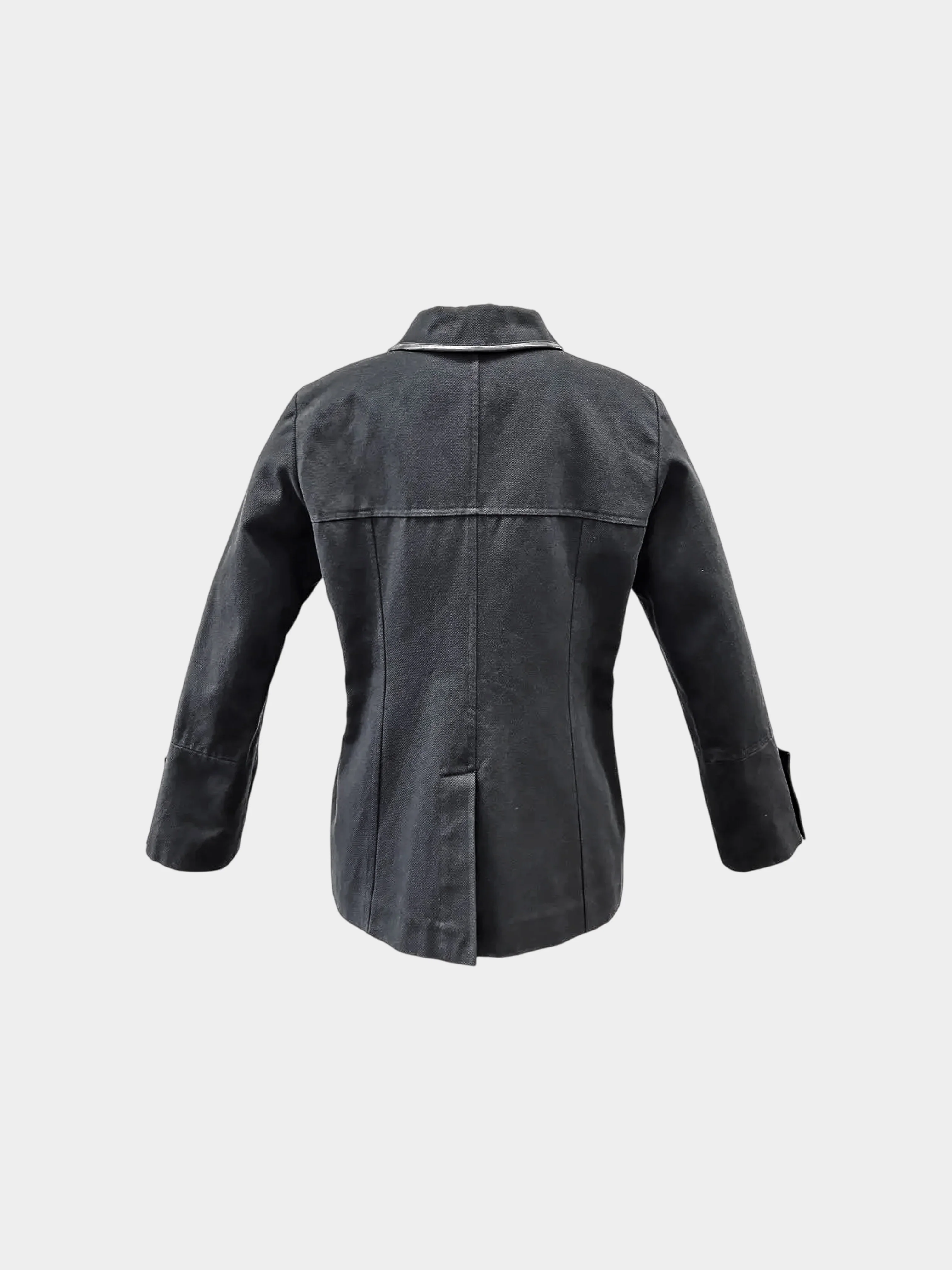 Chanel Sport 2006 Black Cotton Jacket with Leather Trim - Image 2