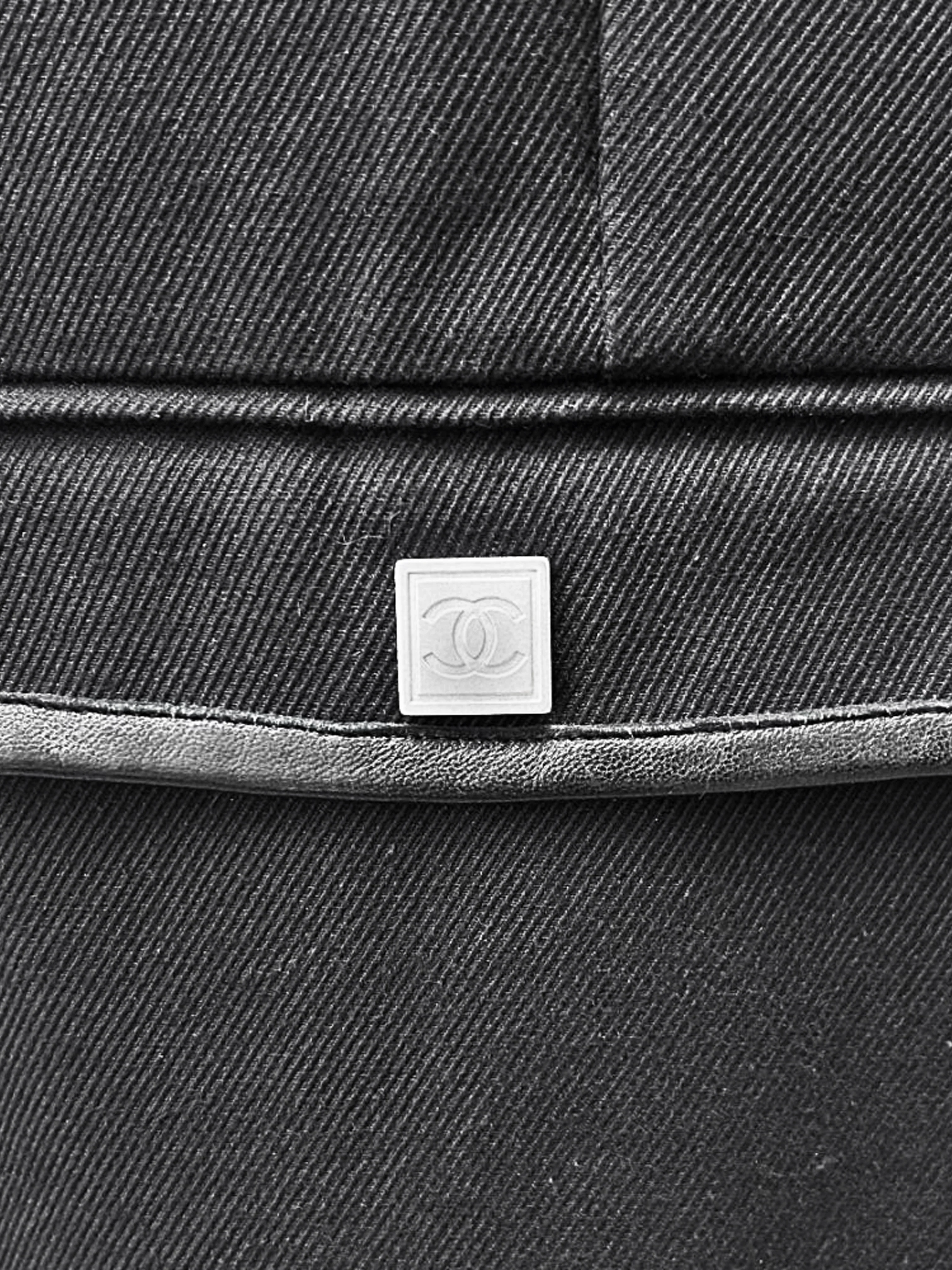 Chanel Sport 2006 Black Cotton Jacket with Leather Trim - Image 6