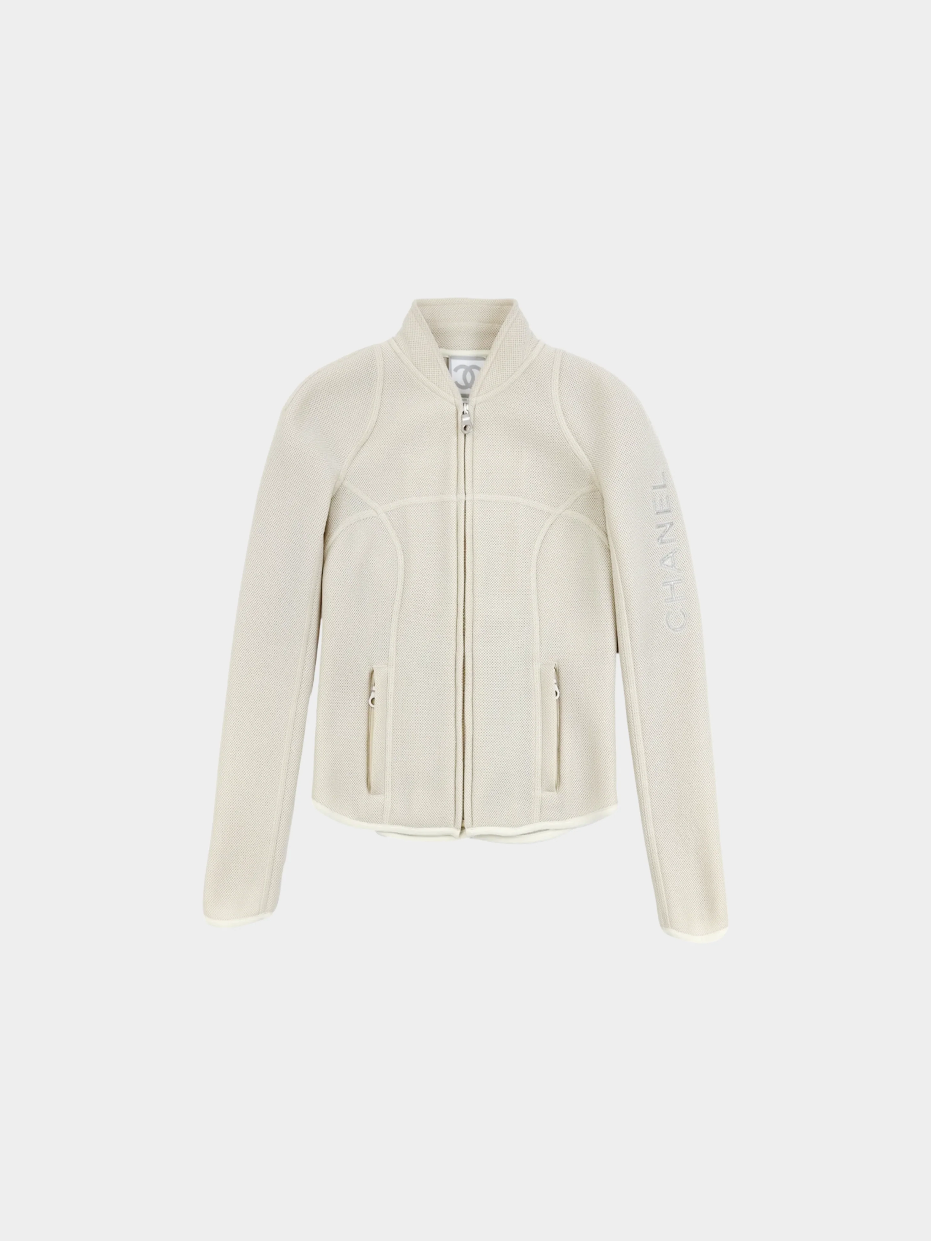 Chanel Sports 2003 Beige Mesh Zip Up Jacket