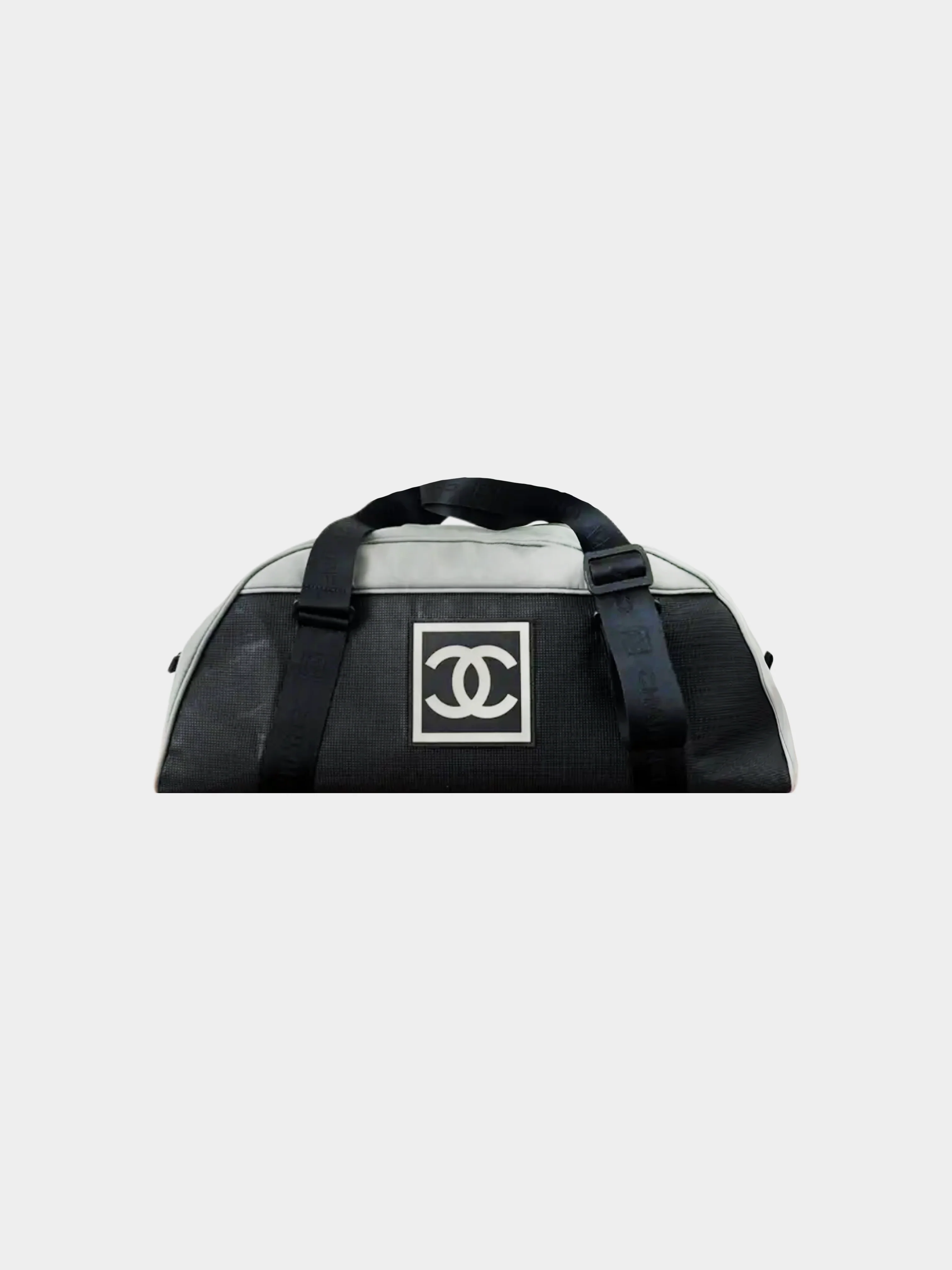 Chanel Sports 2005 Black CC Nylon Sport Mesh Large Gym Travel Duffle Bag