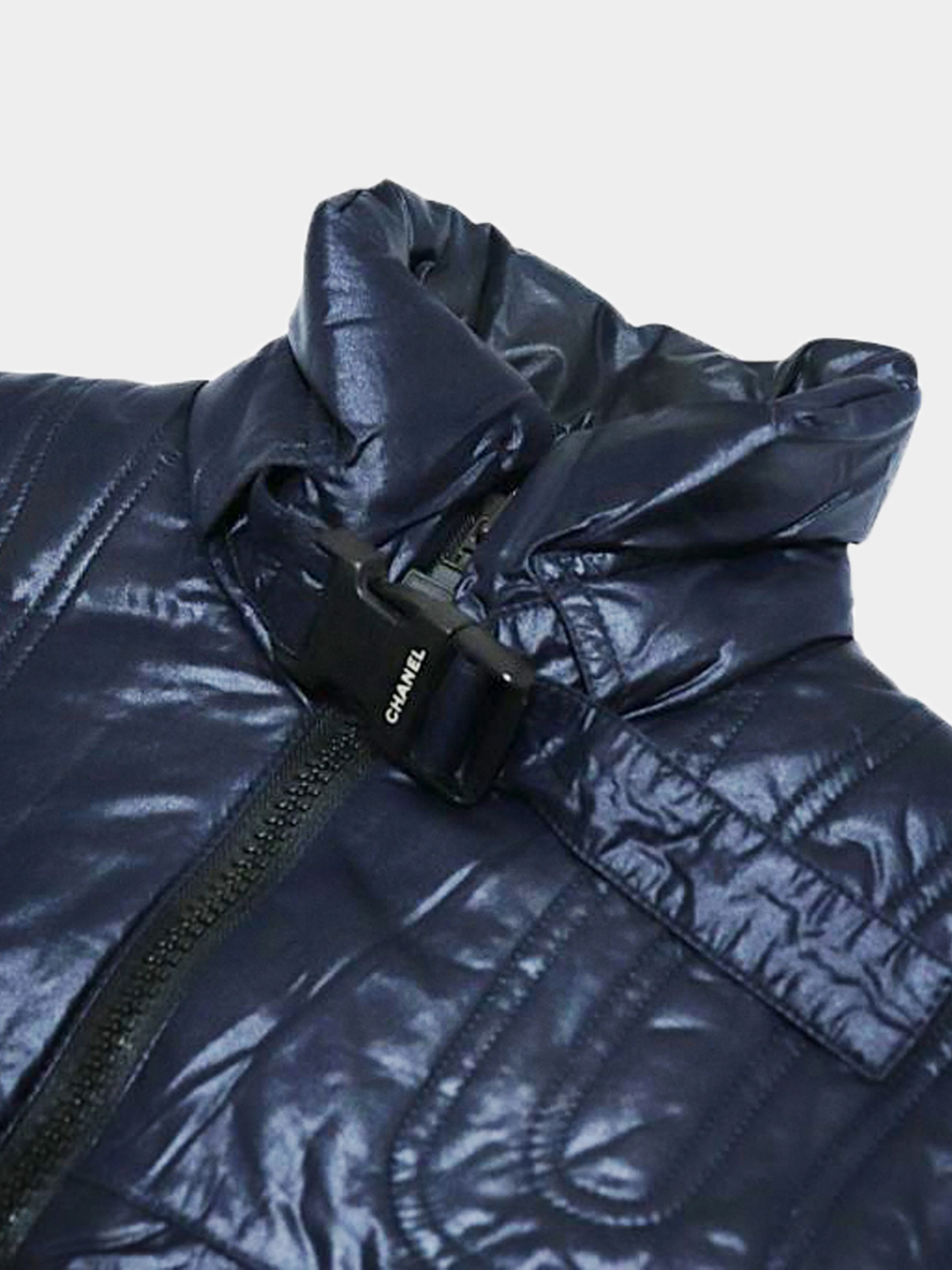 Chanel Sports Line FW 2004 Navy Padded Zip-up Jacket - Image 4