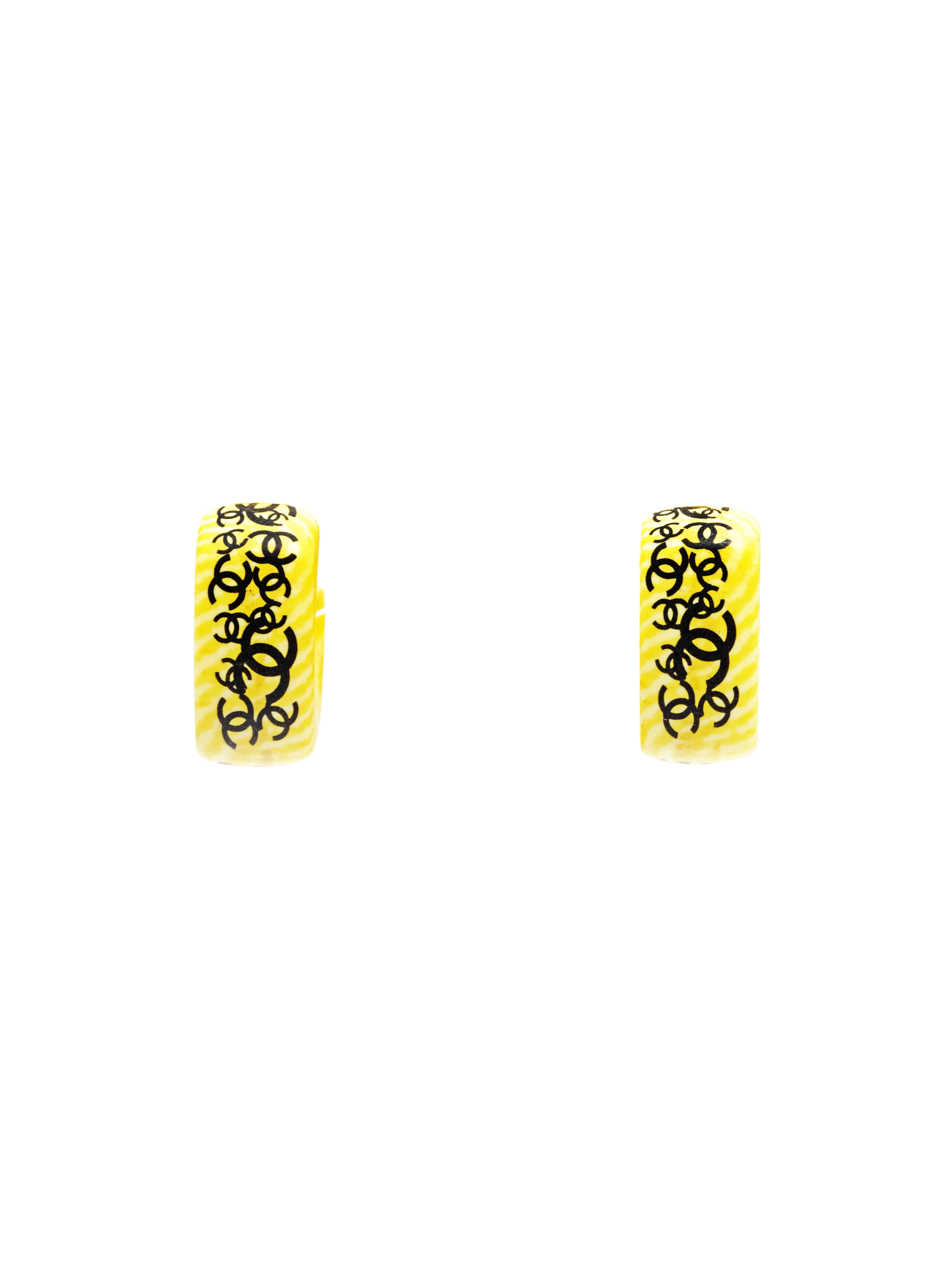 Chanel Spring 2002 Woodgrain Hoop Earrings