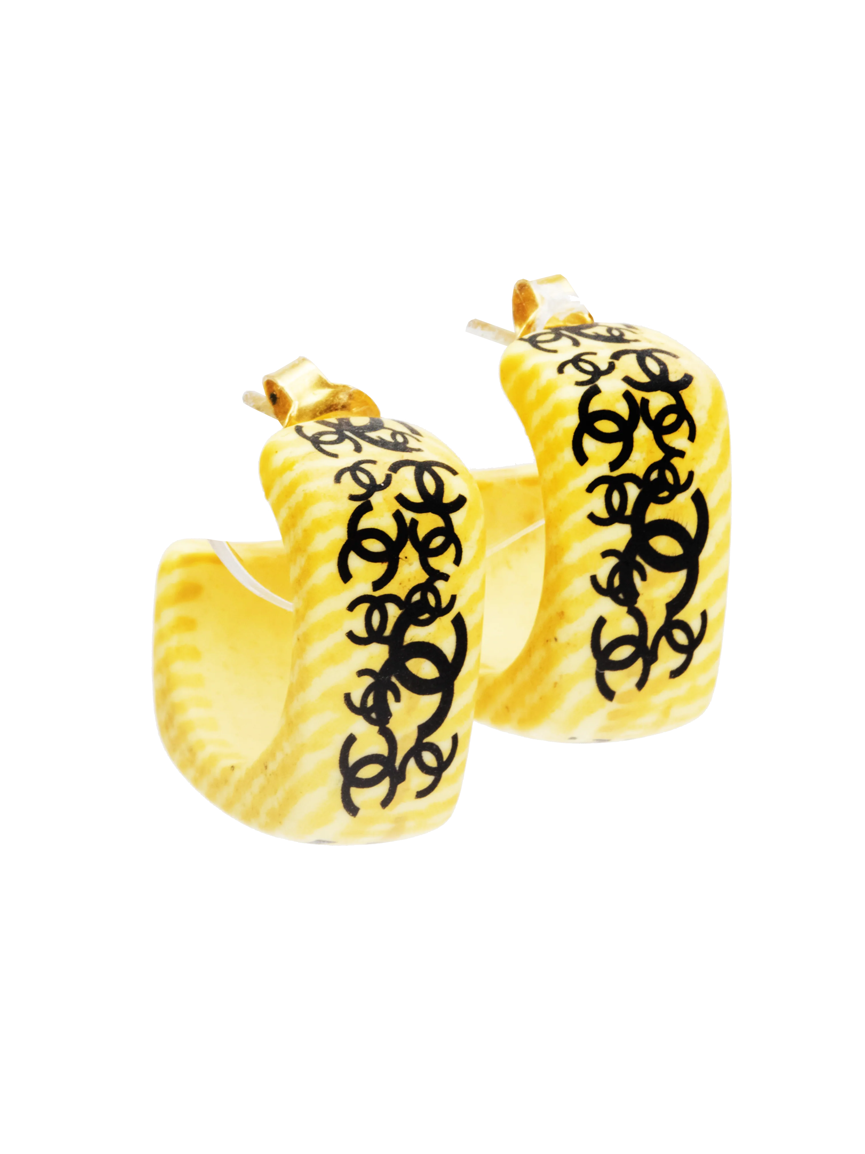 Chanel Spring 2002 Woodgrain Hoop Earrings - Image 2