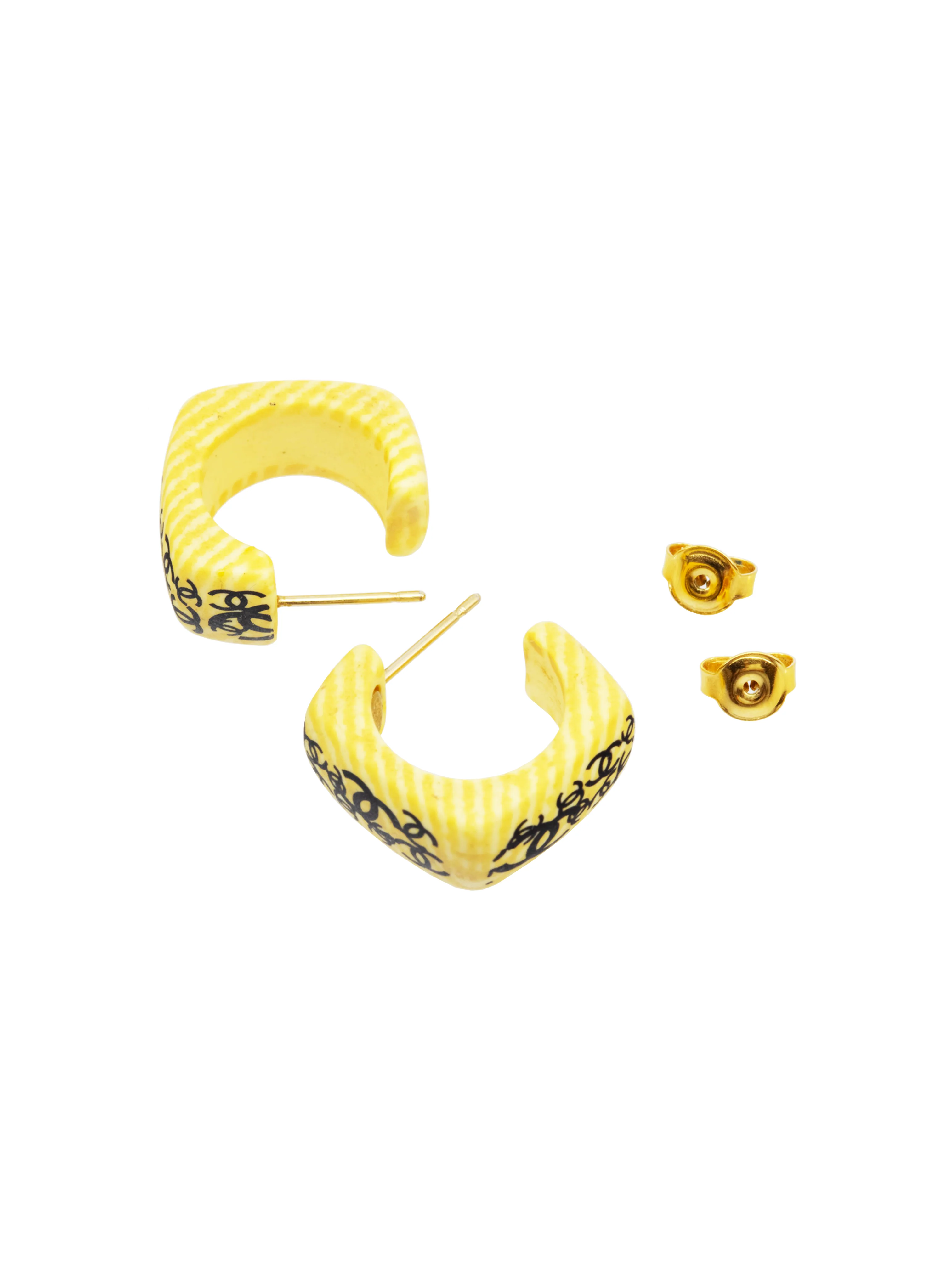 Chanel Spring 2002 Woodgrain Hoop Earrings - Image 3